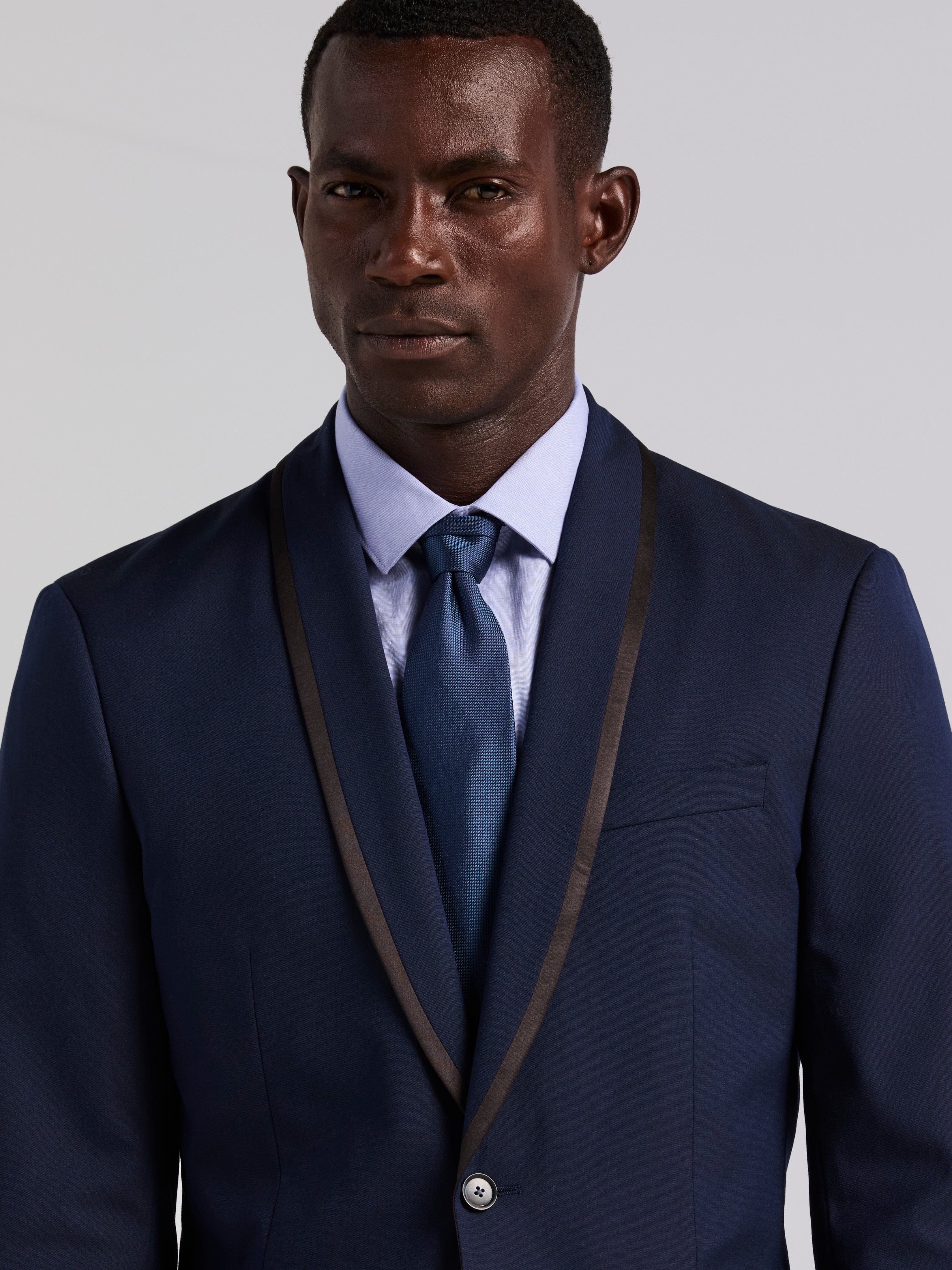 Slim Fit Stretch Dark Sapphire Tuxedo Suit - Image 3