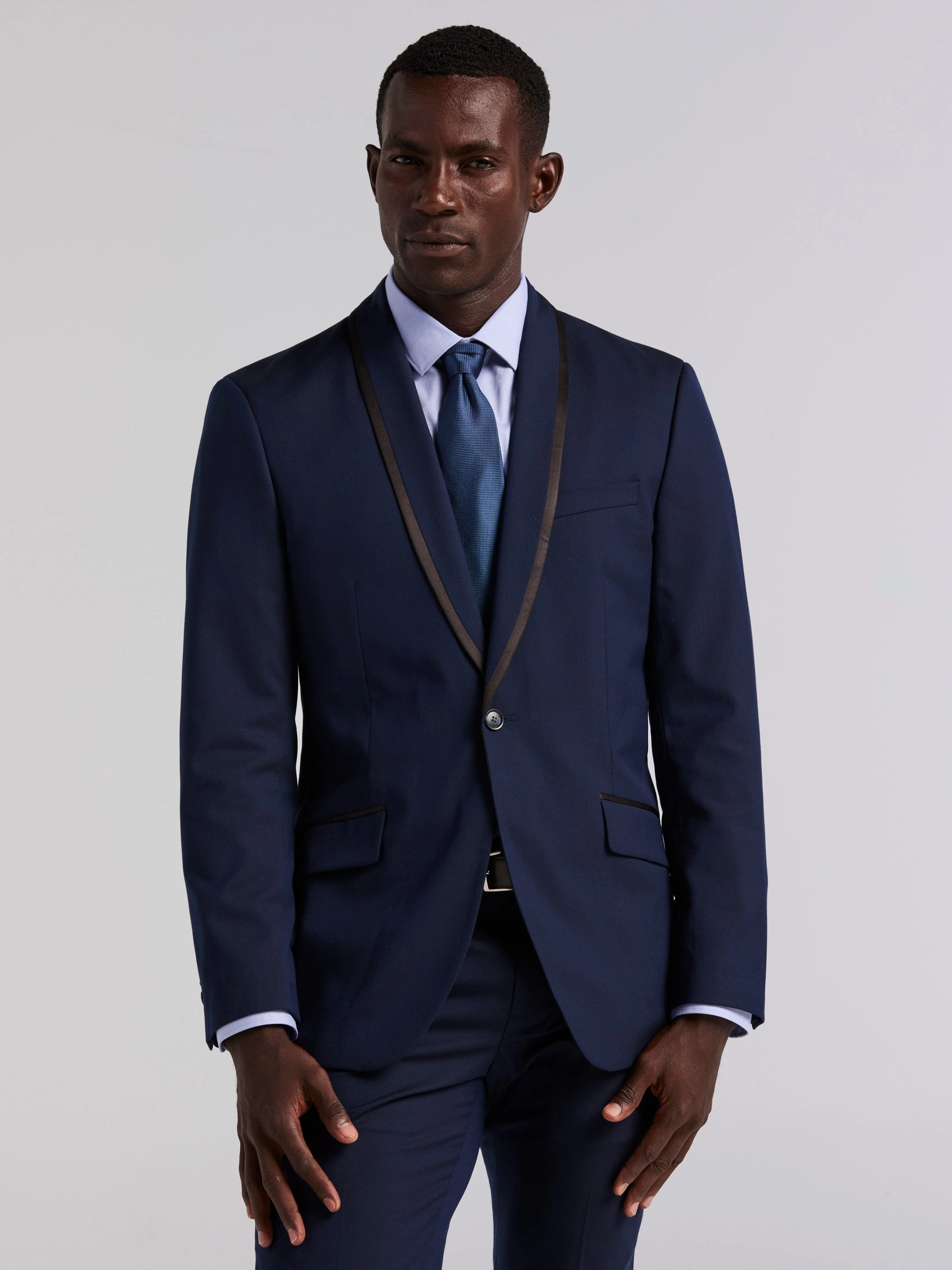 Slim Fit Stretch Dark Sapphire Tuxedo Suit - Image 4