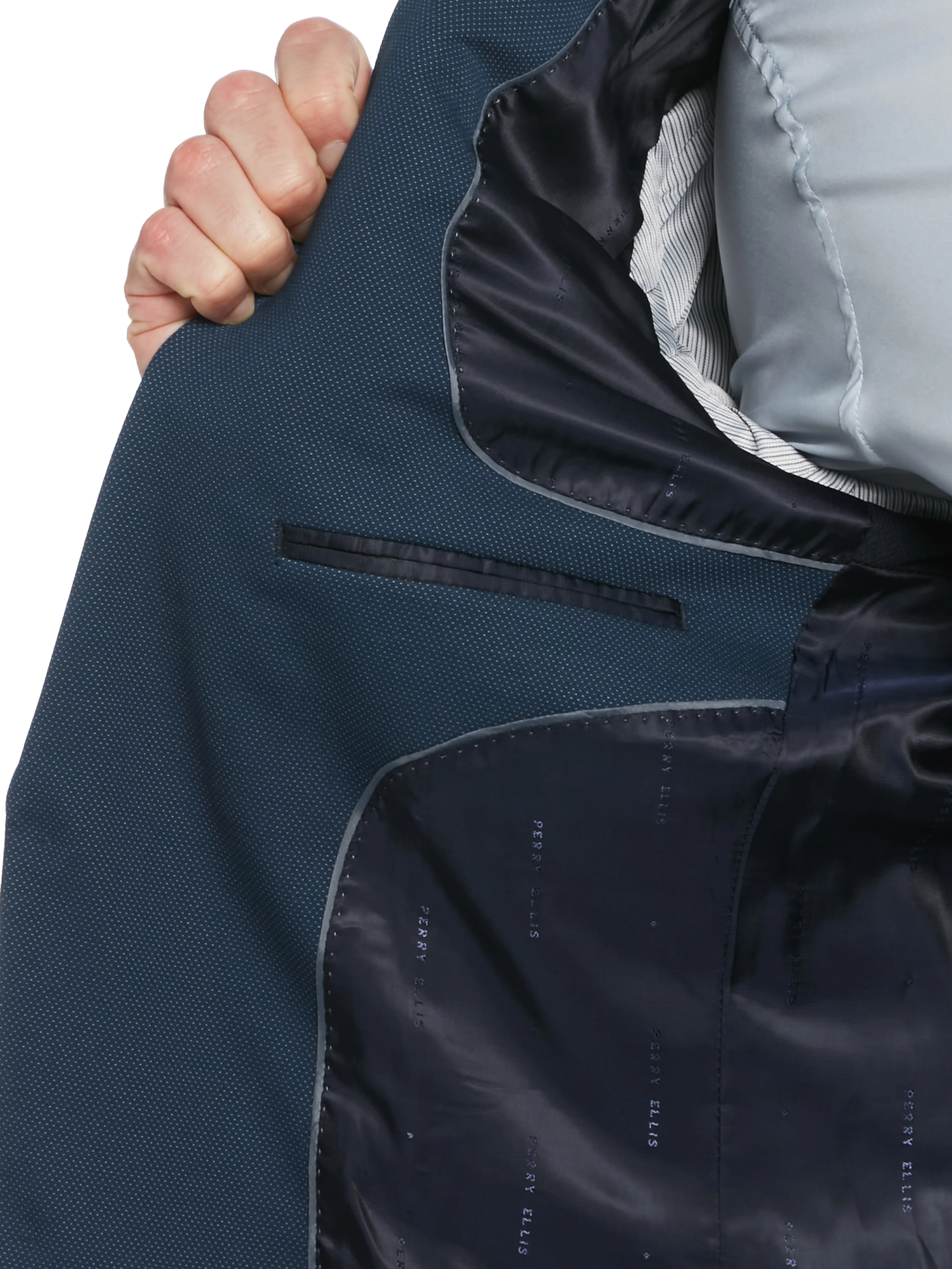 Slim Fit Pindot Stretch Knit Suit Jacket - Image 5