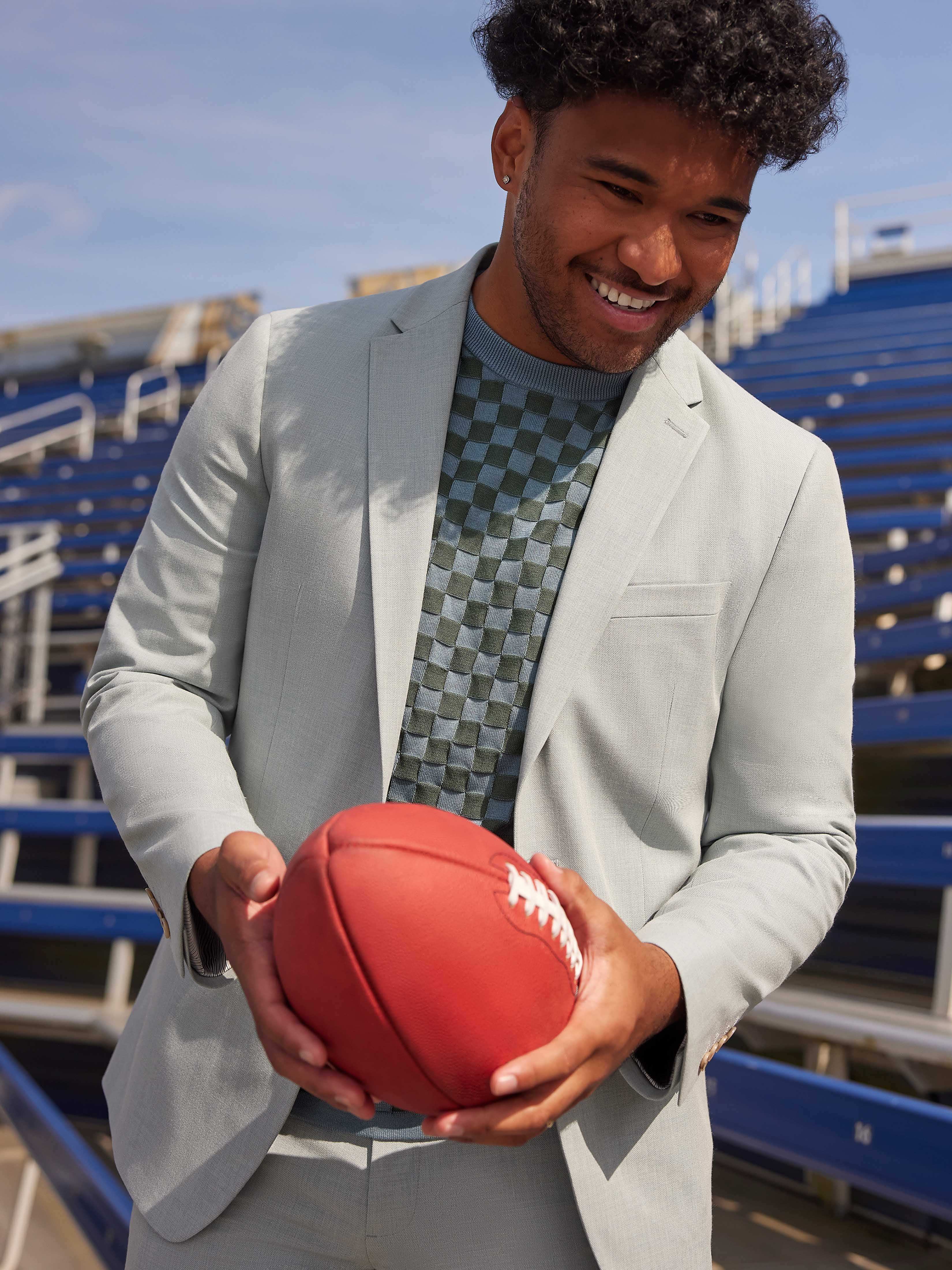 Tua X Perry Ellis Collaboration Slim Fit Two-Tone Tech Stretch Suit Jacket - Image 7