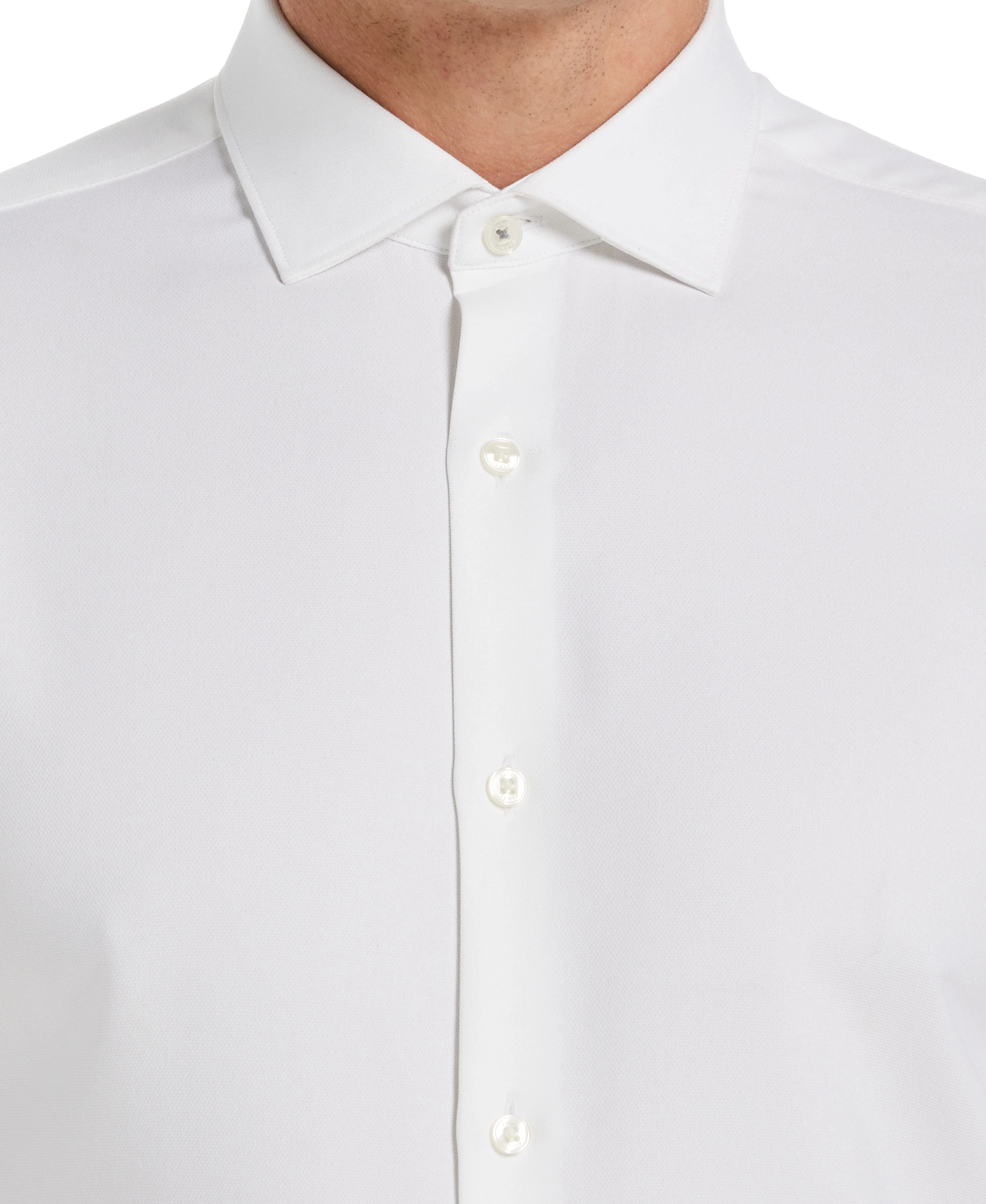 Slim Fit Tech Texture Solid Dobby Dress Shirt - Image 3