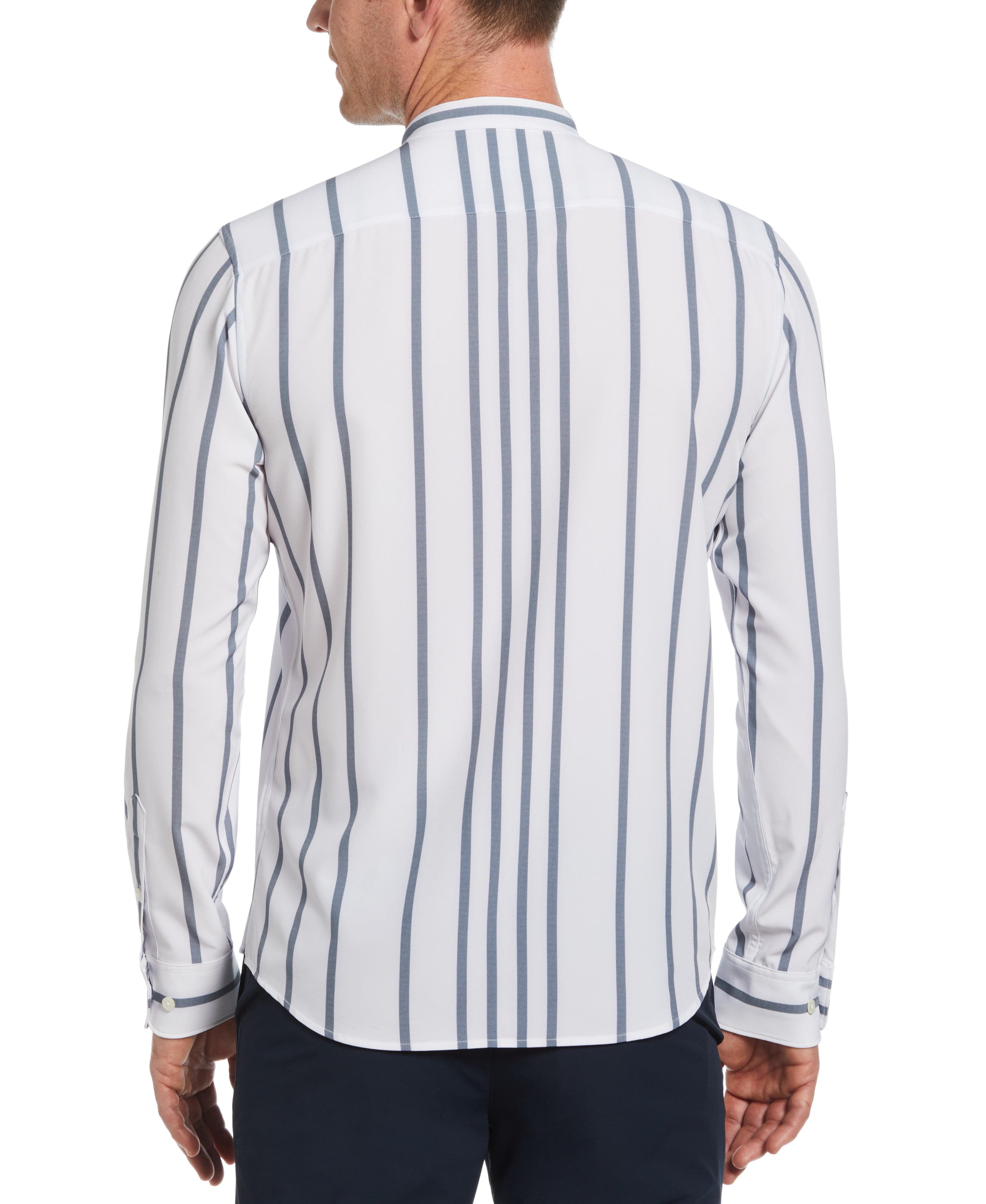 Slim Fit Total Stretch Striped Banded Collar Shirt - Image 2