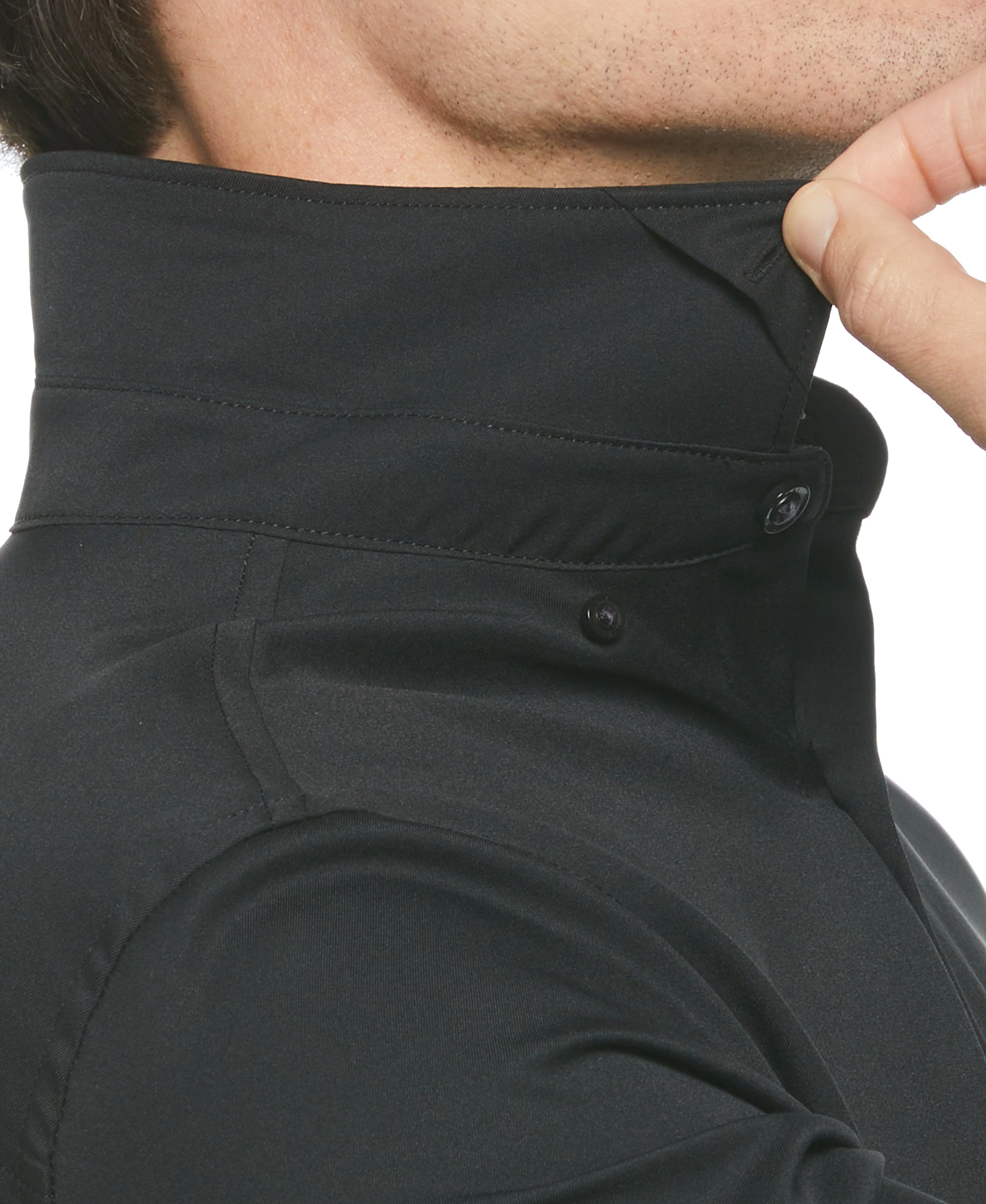 Slim Fit Untucked Total Stretch Solid Shirt - Black - Image 3