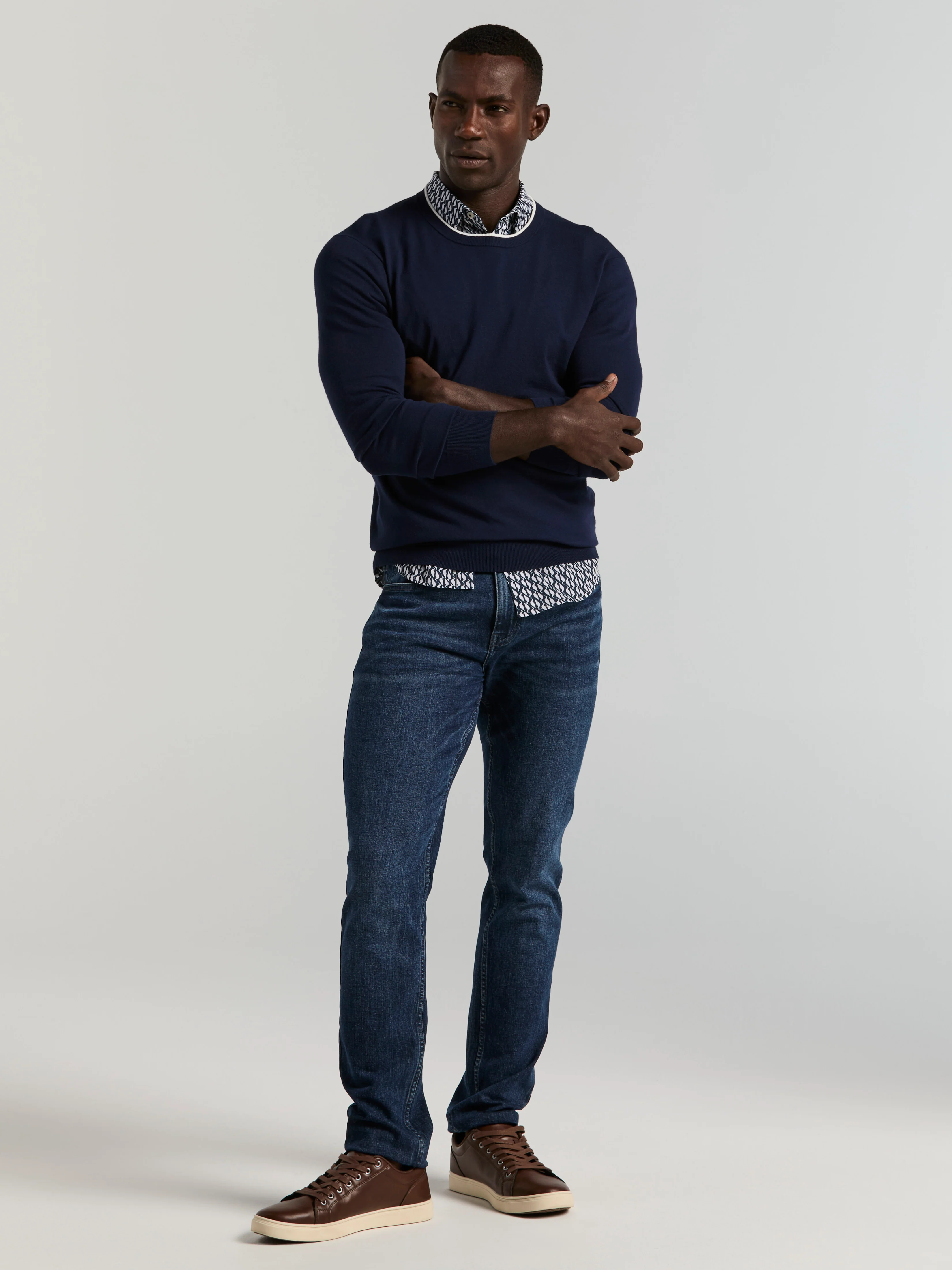 Slim Fit Wave Print Total Stretch Shirt - Image 5