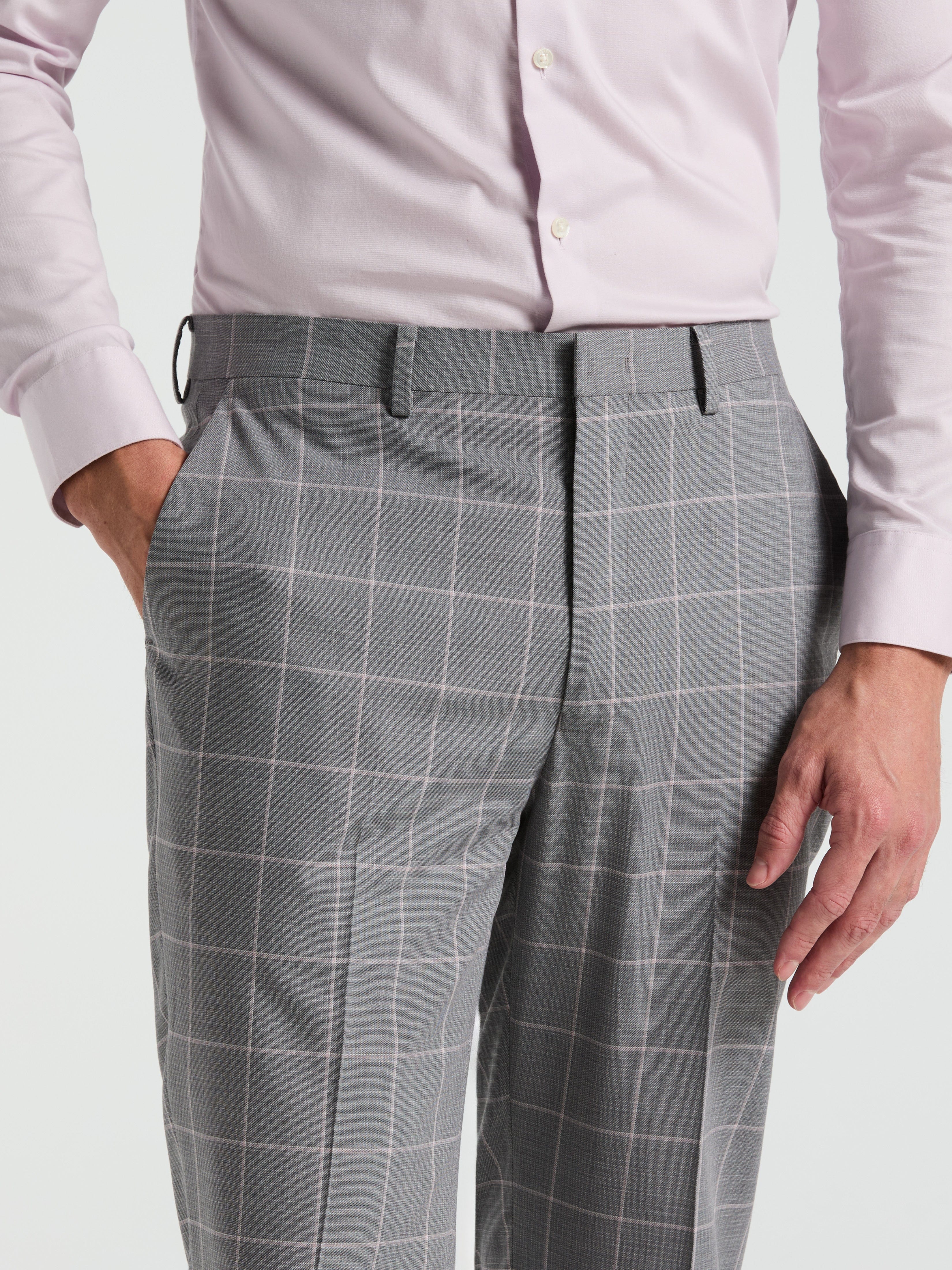 Slim Fit Windowpane Pattern Suit Pant - Image 2