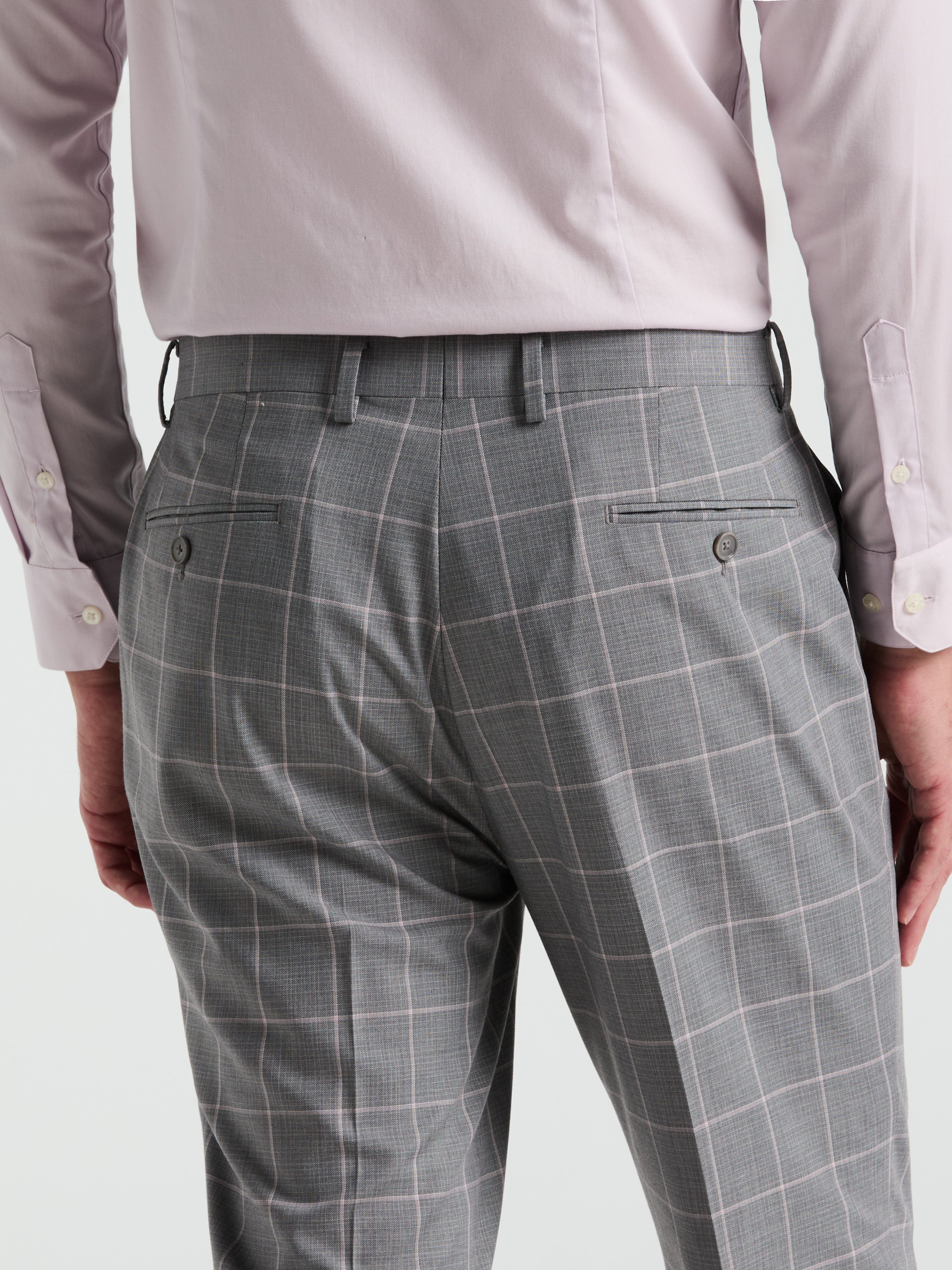Slim Fit Windowpane Pattern Suit Pant - Image 3
