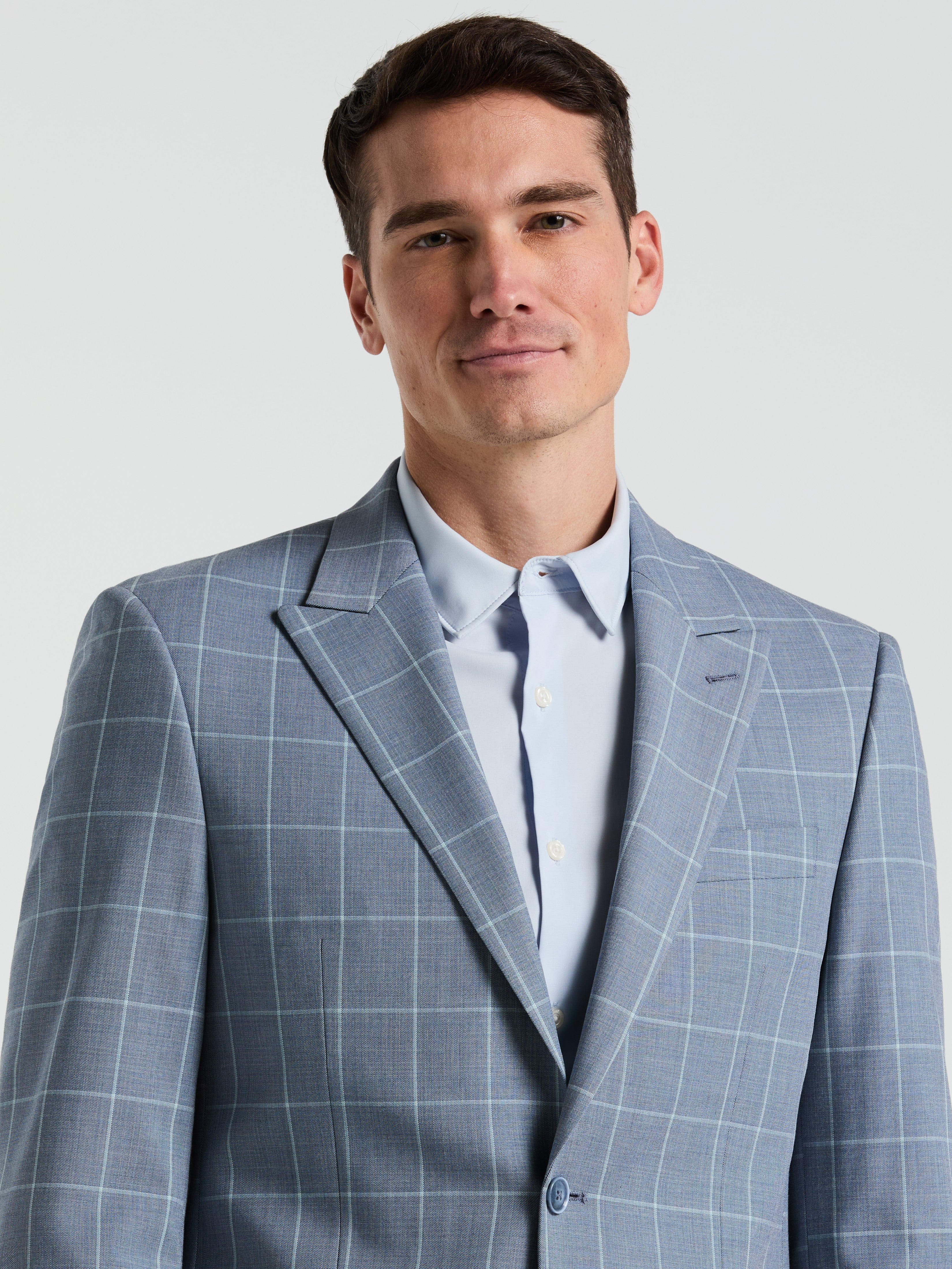 Slim Fit Windowpane Pattern Suit Jacket - Image 2