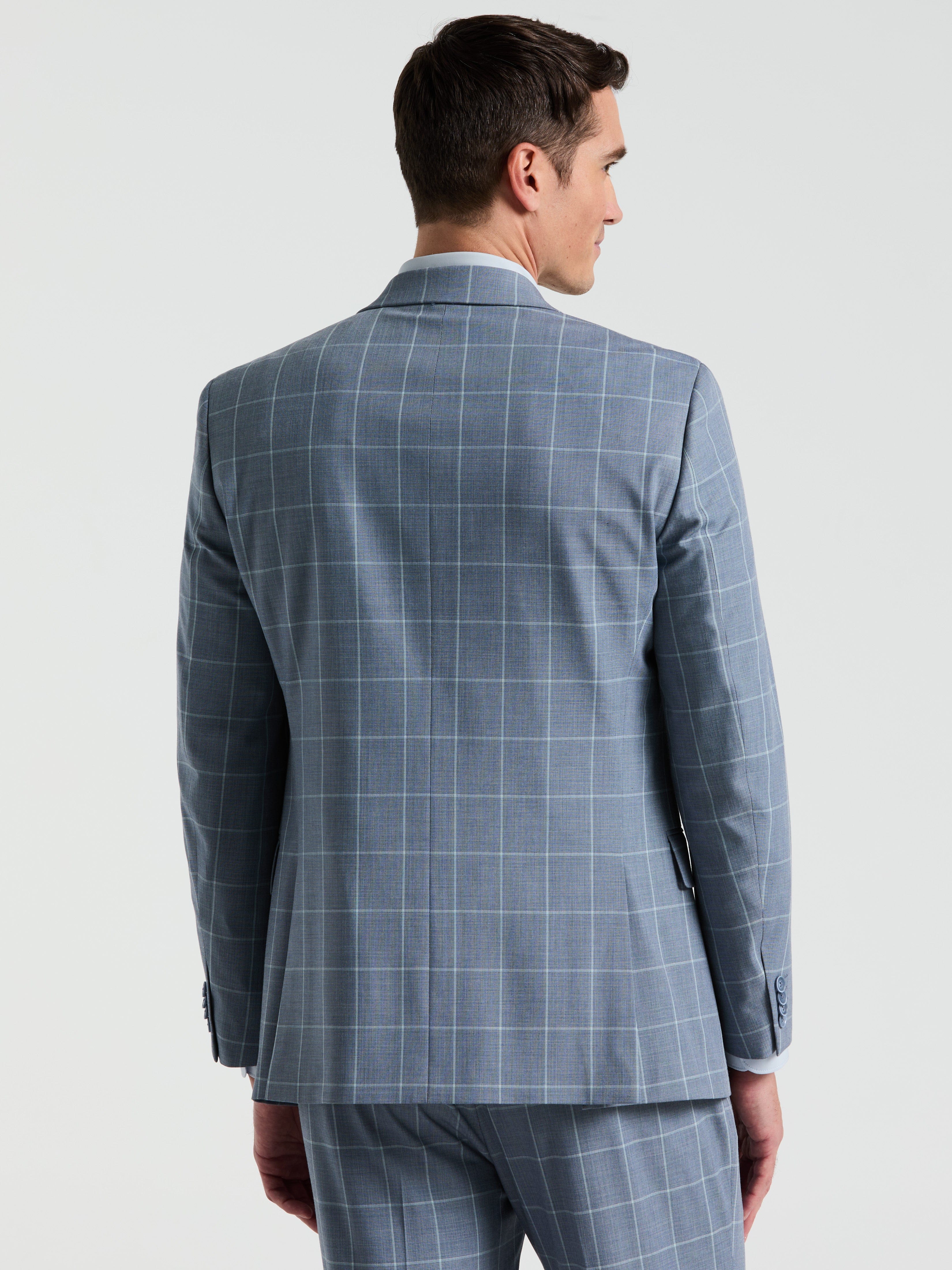 Slim Fit Windowpane Pattern Suit Jacket - Image 3