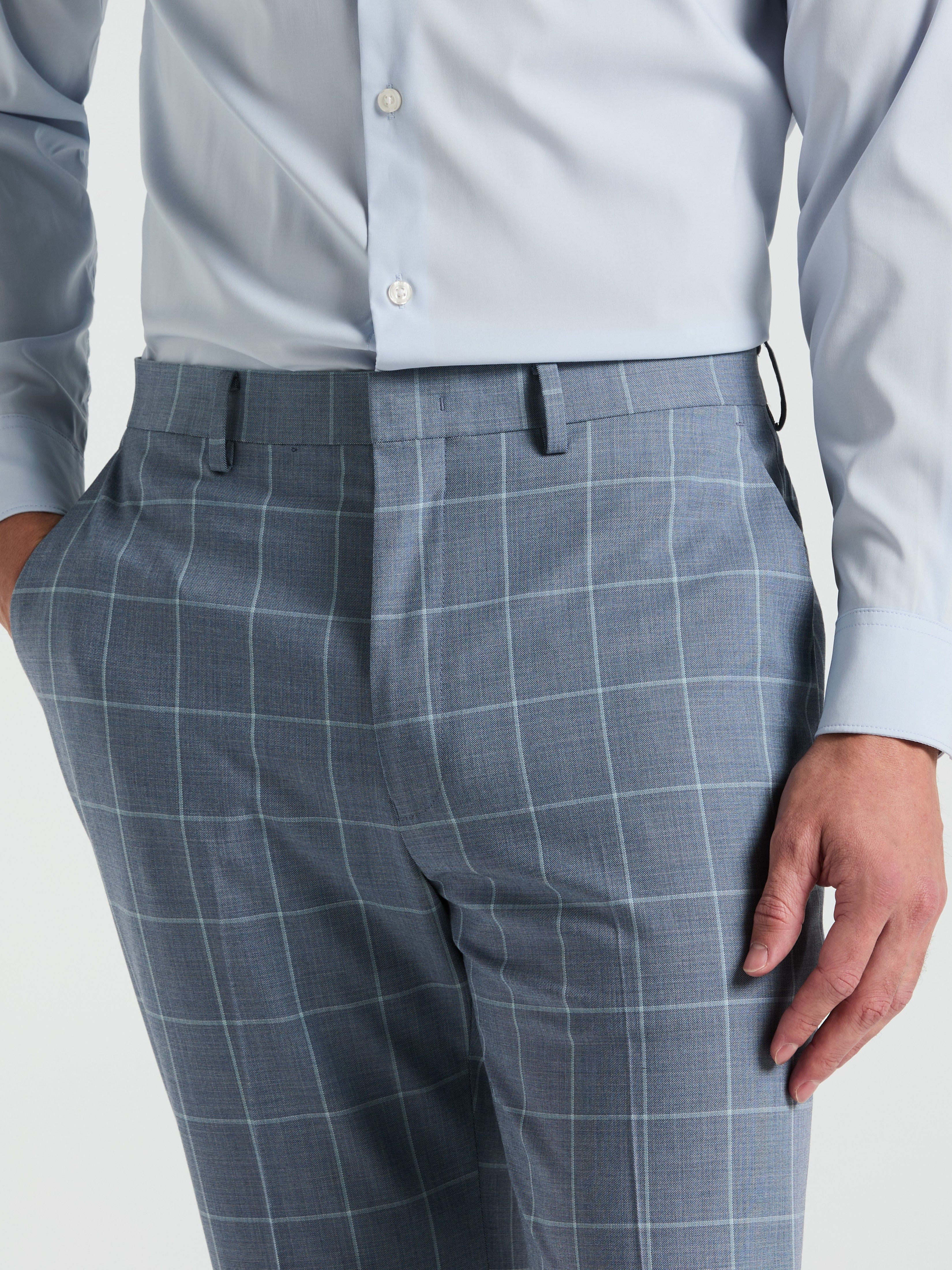 Slim Fit Windowpane Pattern Suit Pant - Image 2