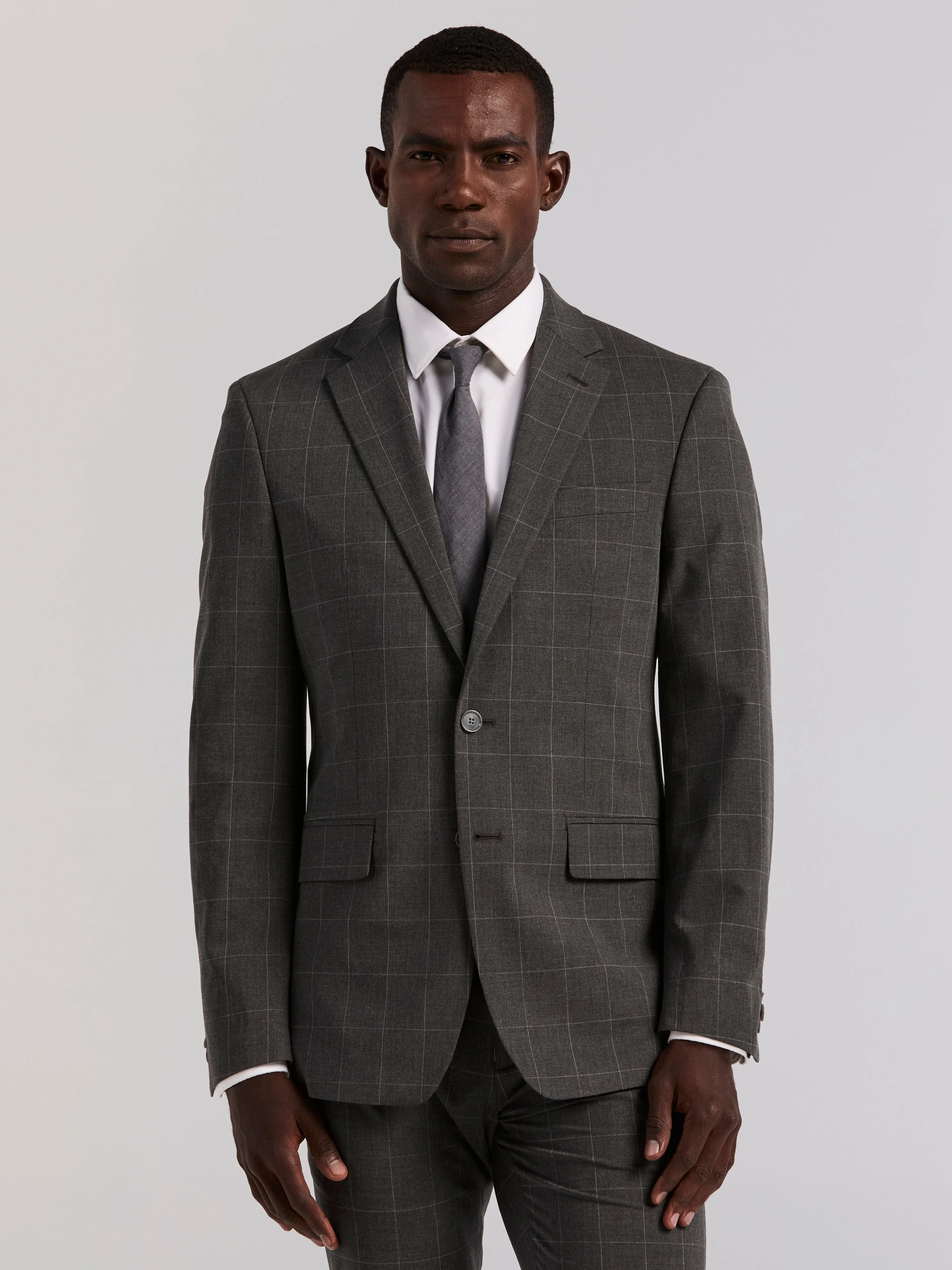 Slim Fit Windowpane Suit - Image 3