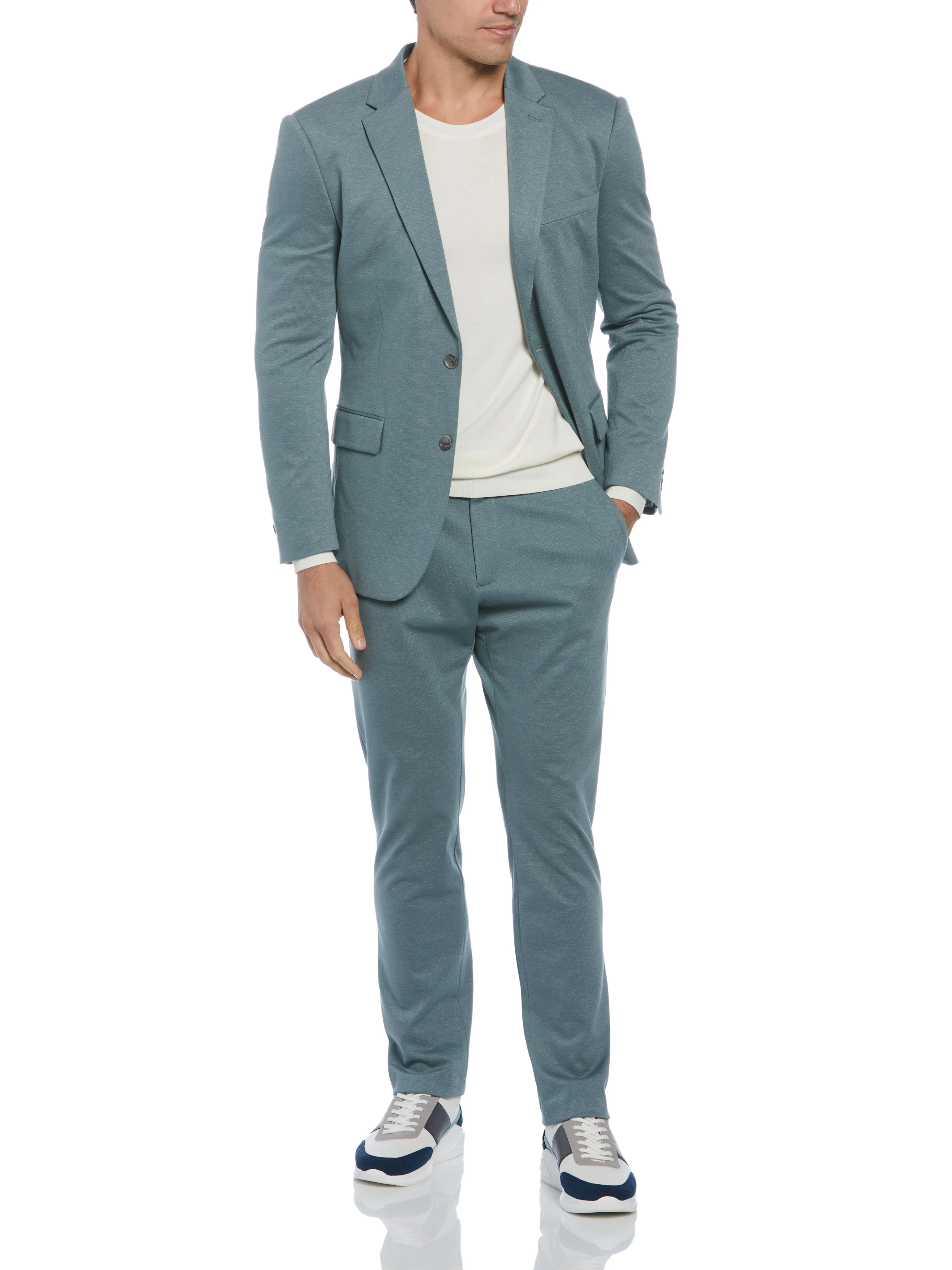 Slim Fit Two Tone Smart Knit Suit Jacket - Image 5