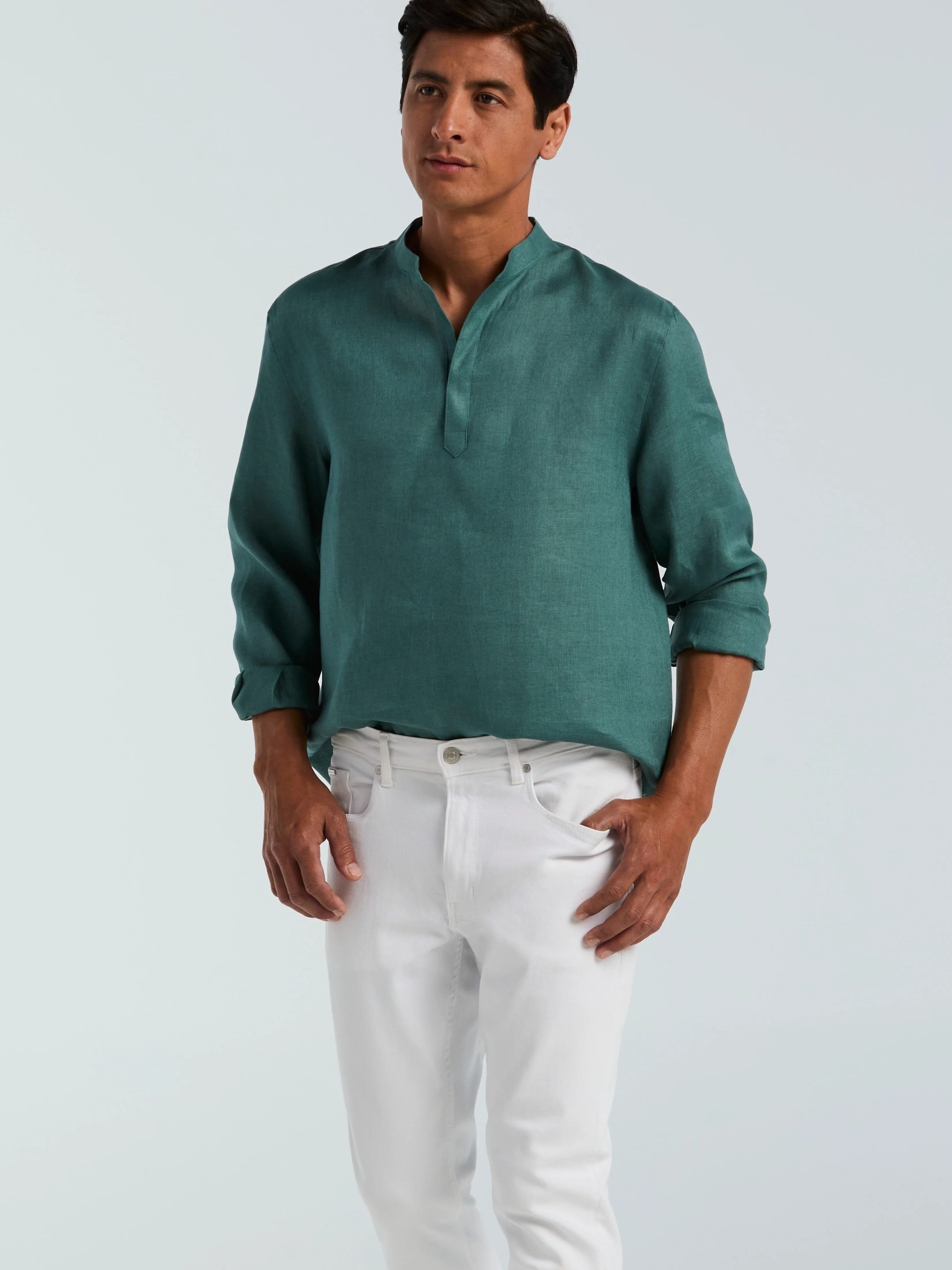 Solid Linen Popover Shirt - Image 10
