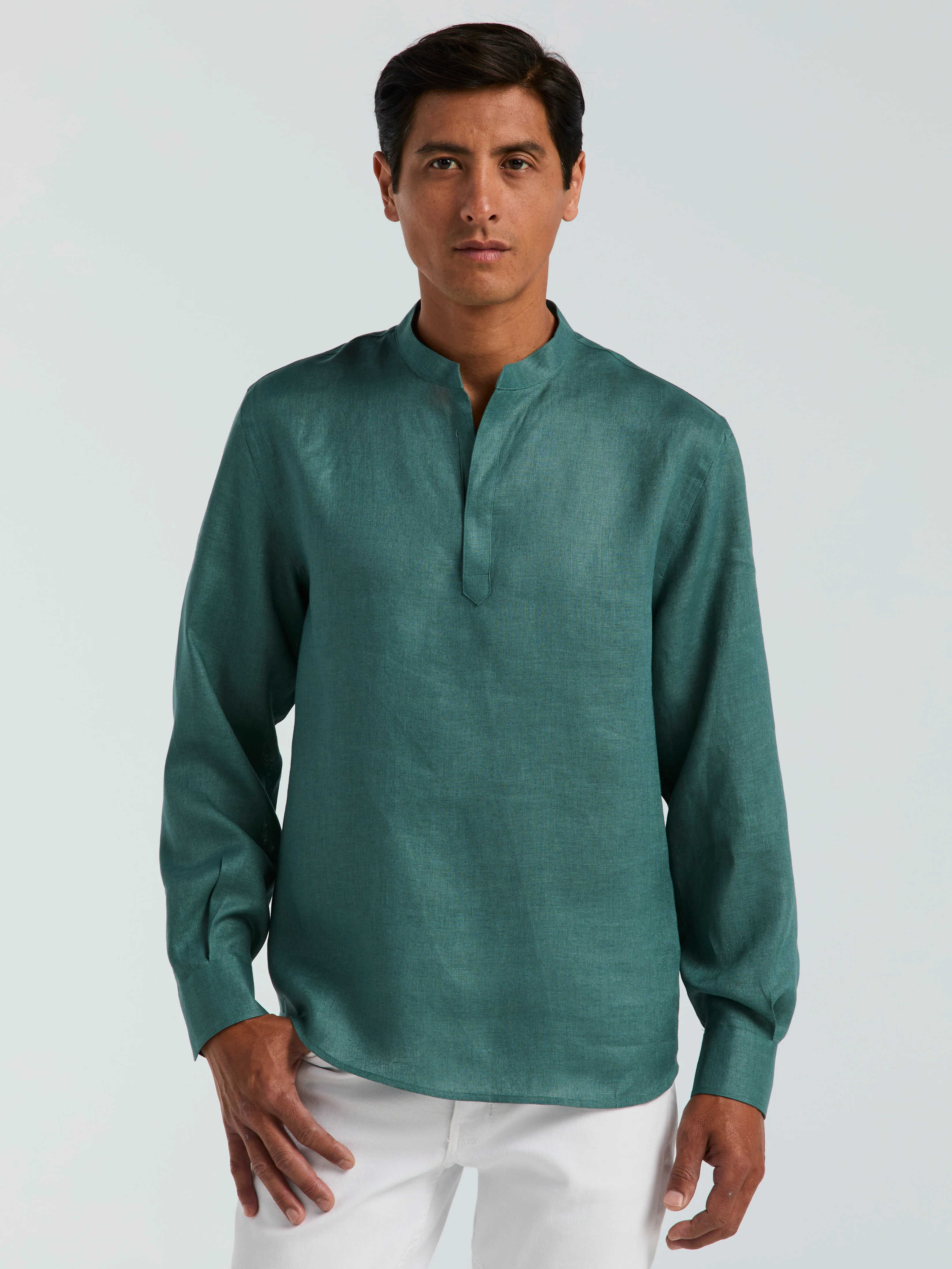 Solid Linen Popover Shirt - Image 7