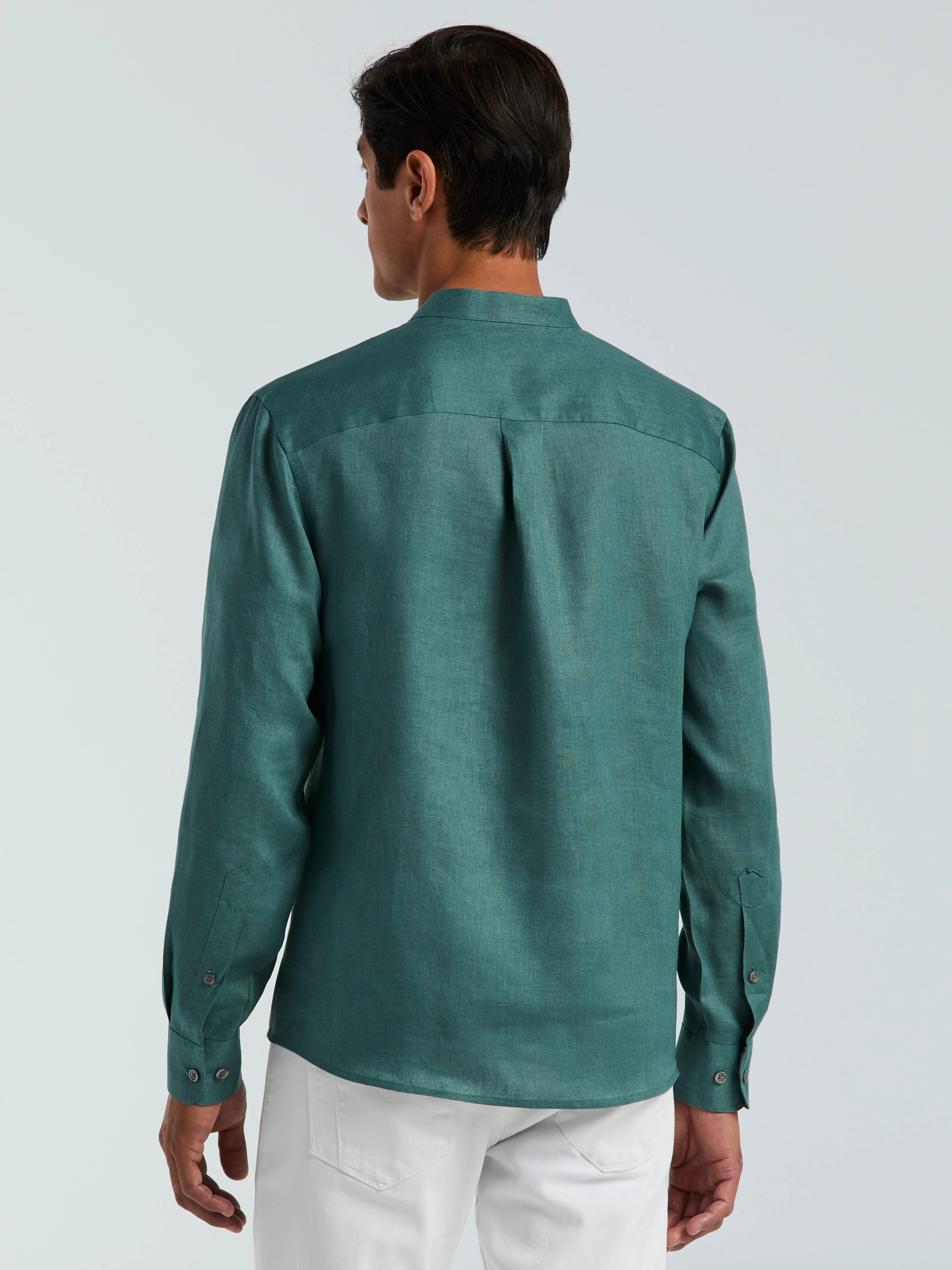Solid Linen Popover Shirt - Image 9