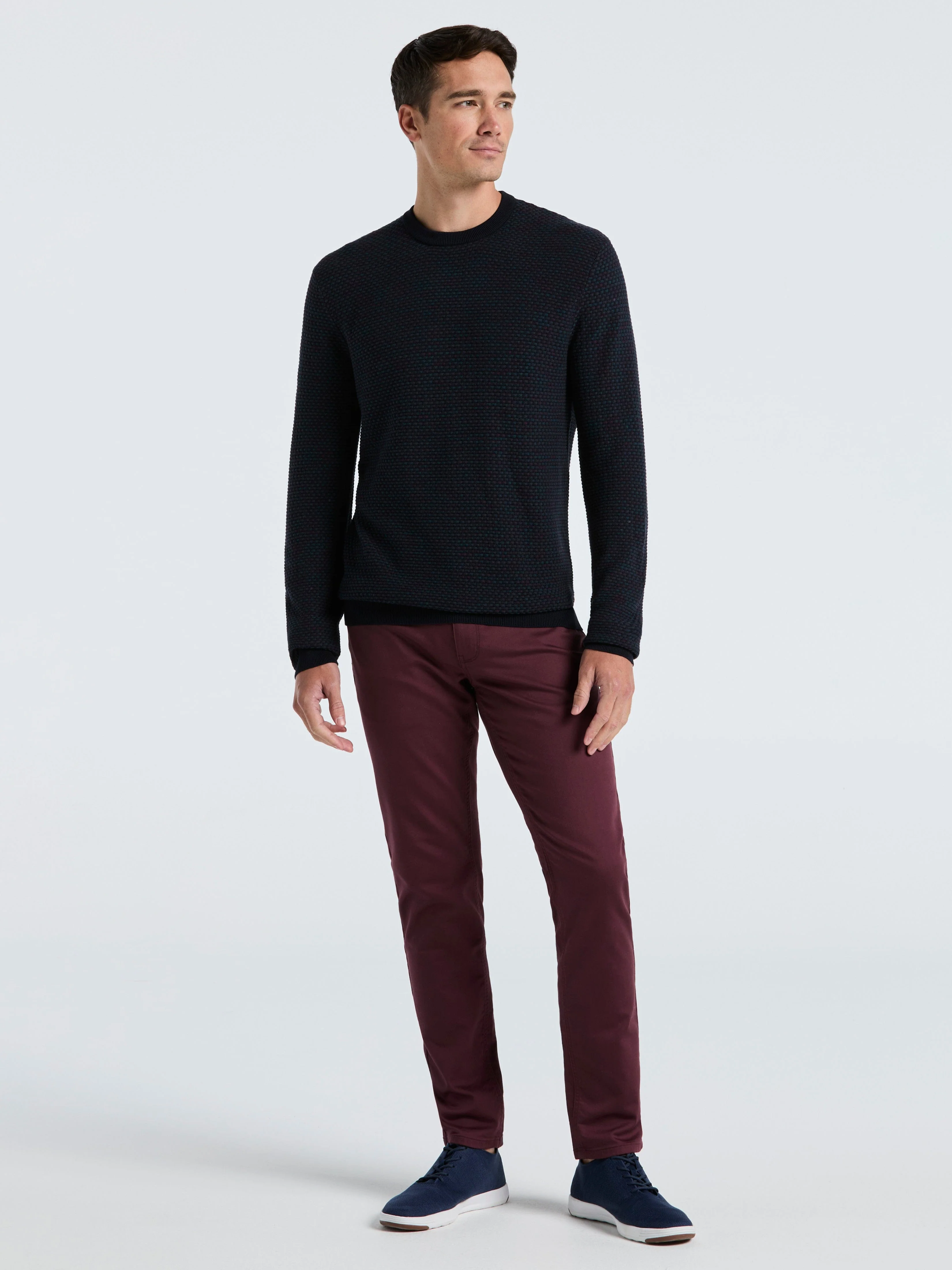 Space Dye Texture Crew Neck Sweater - Image 4