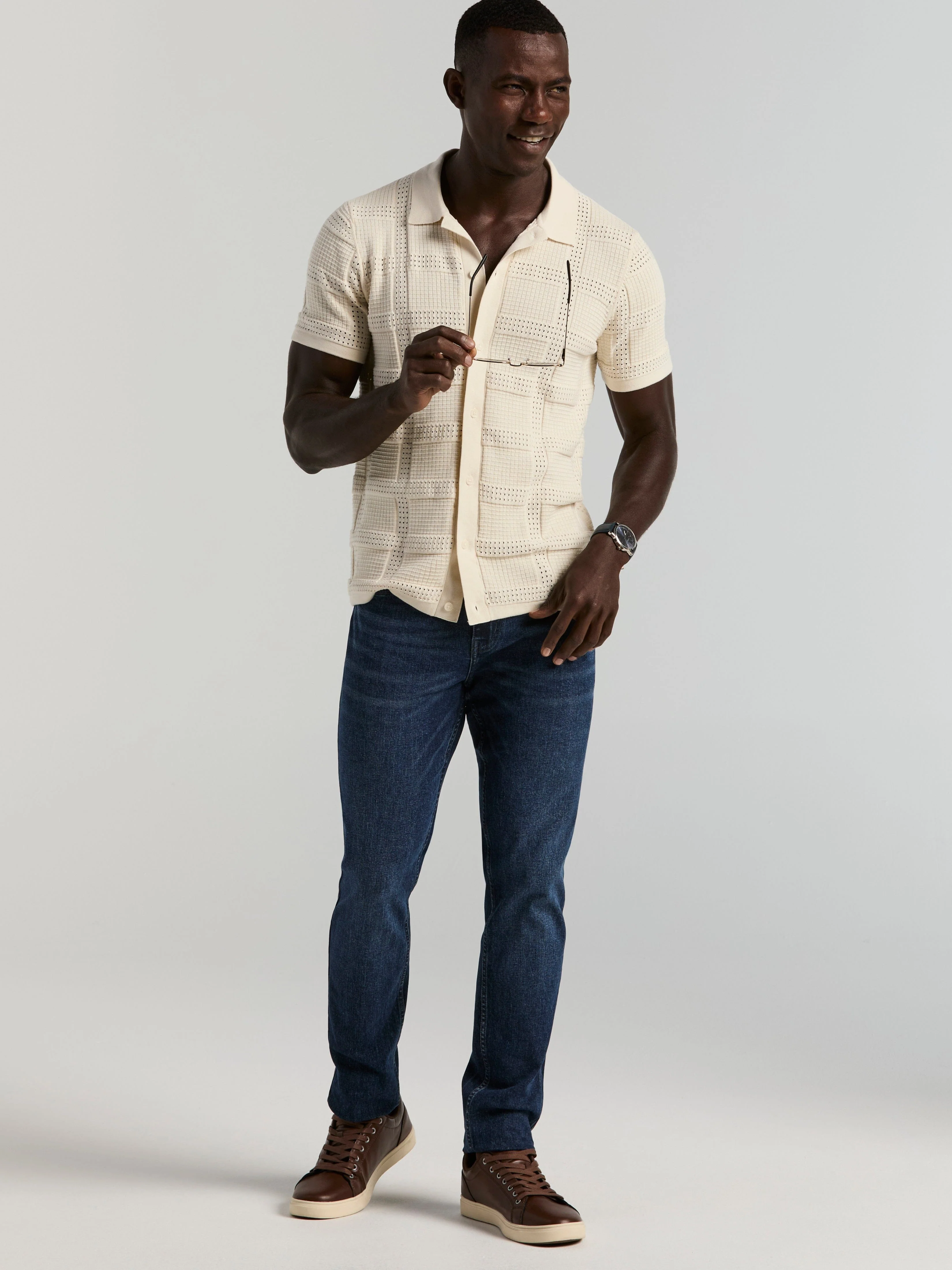 Jacquard Pattern Button Front Sweater - Image 5