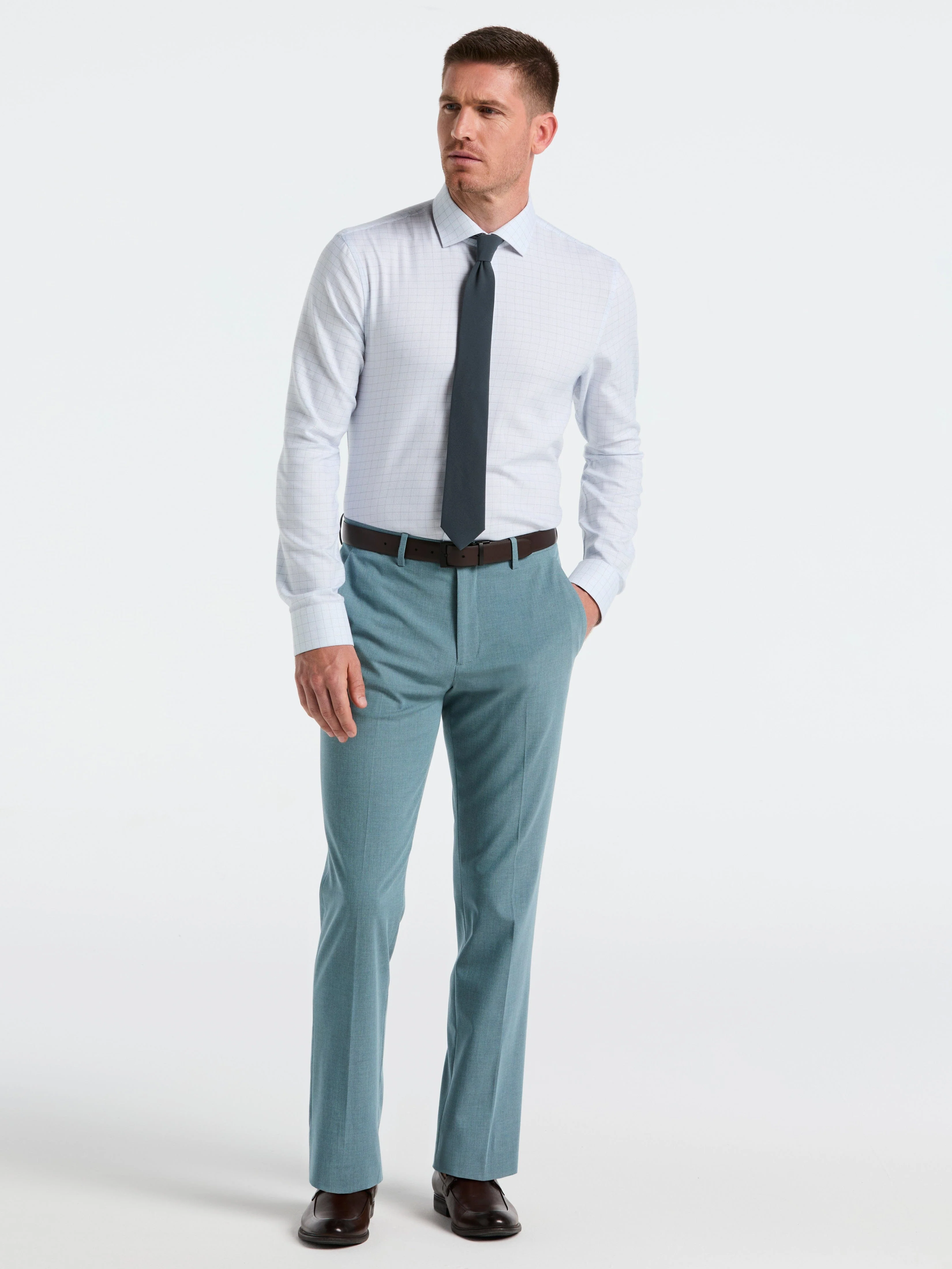 Stretch Checkered Dress Shirt - Image 4