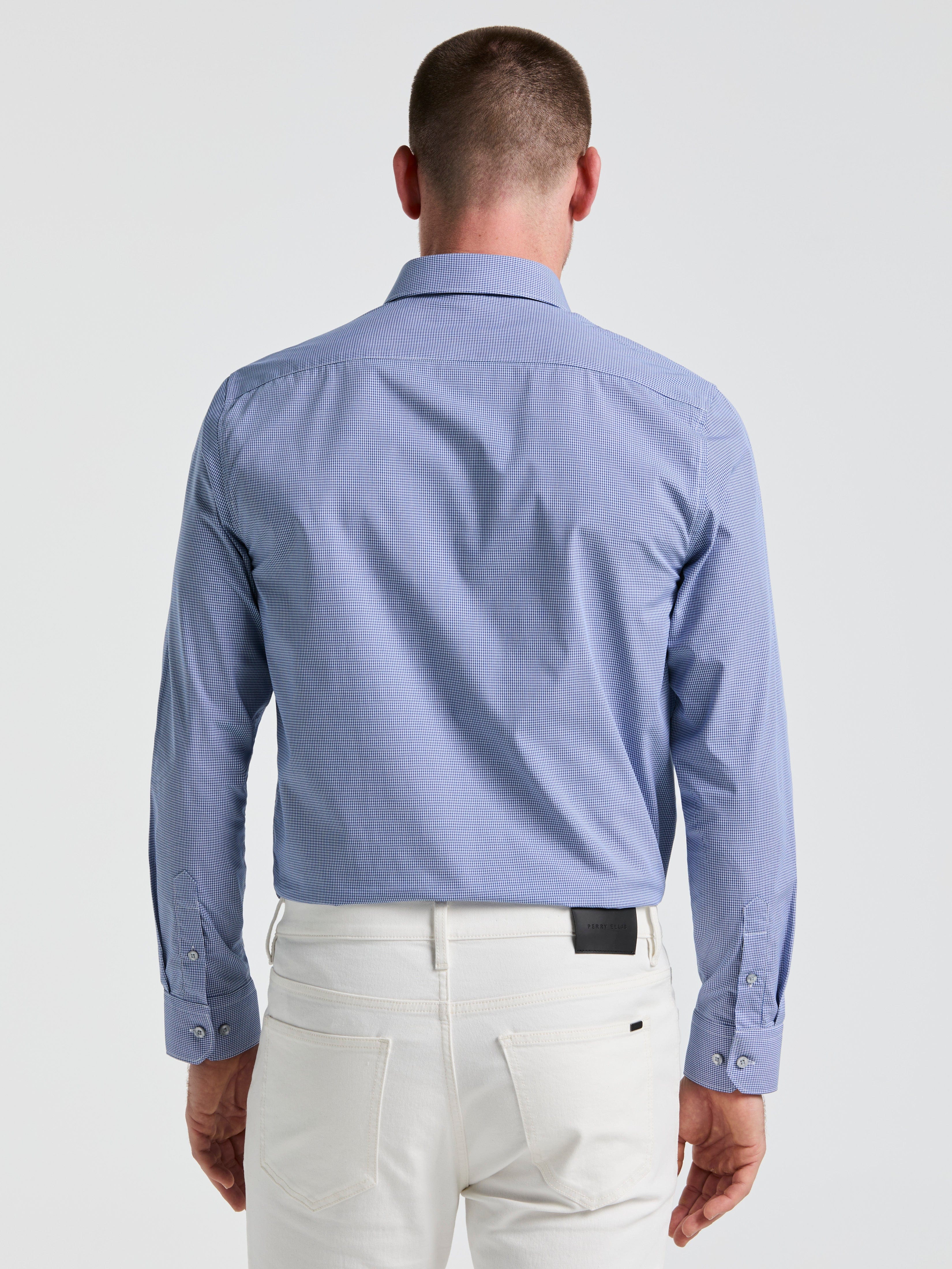 Stretch Micro Gingham Dress Shirt - Image 3