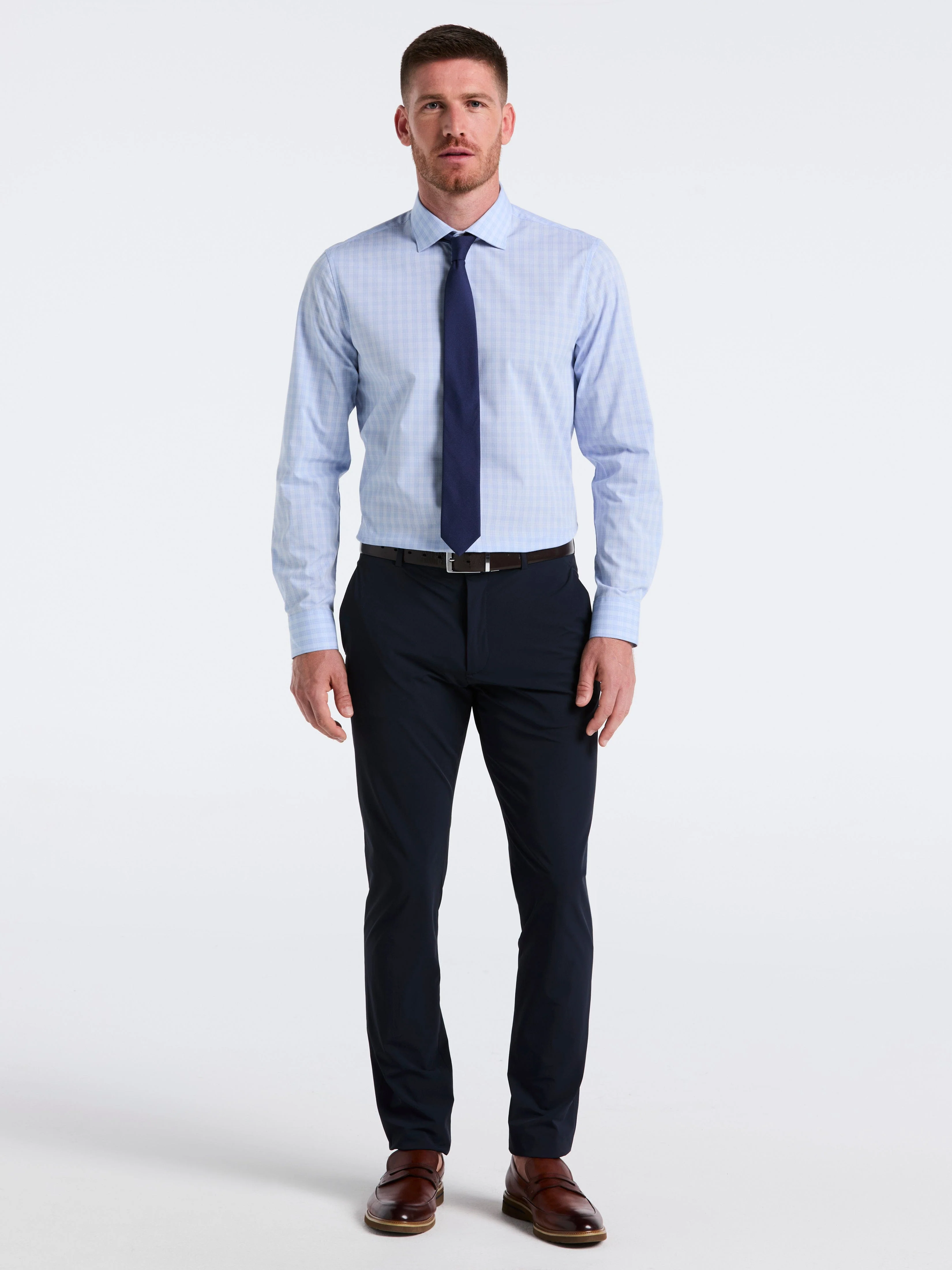 Slim Fit Stretch Plaid Dress Shirt - Image 4