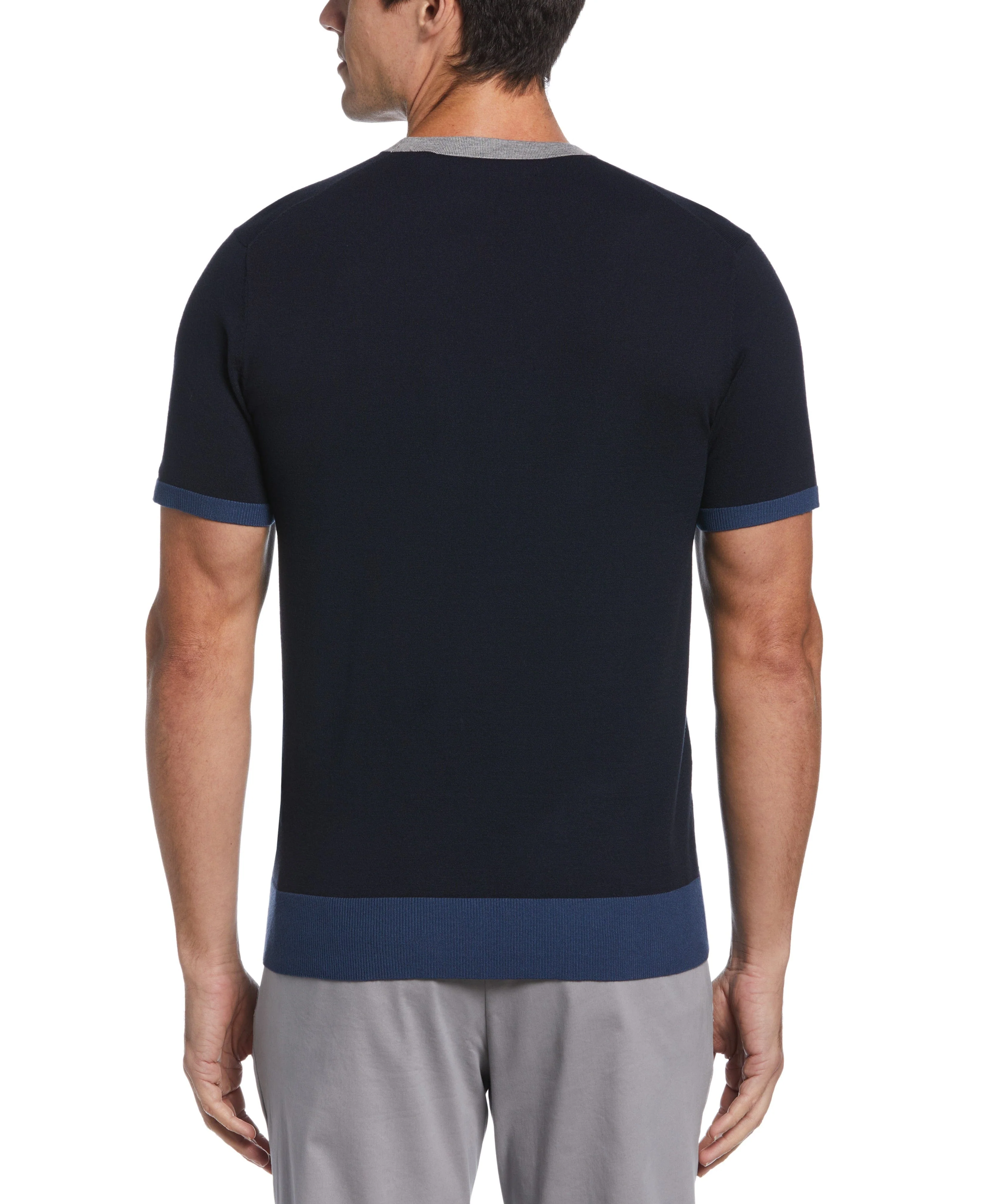 Tech Knit Contrast Ribbed Crew Neck Sweater Tee - Image 4