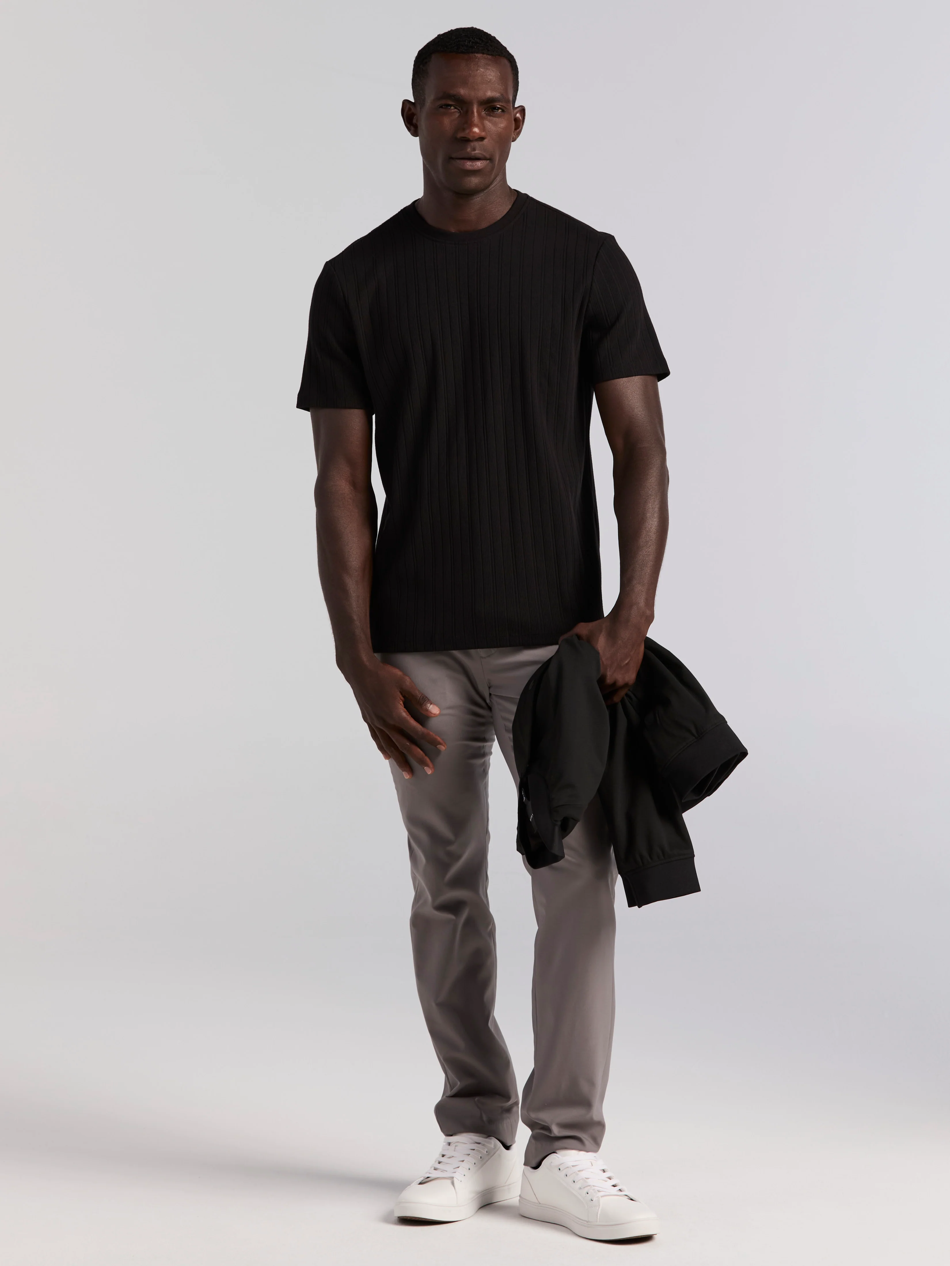 Textured Ribbed Crew Neck Tee - Image 10