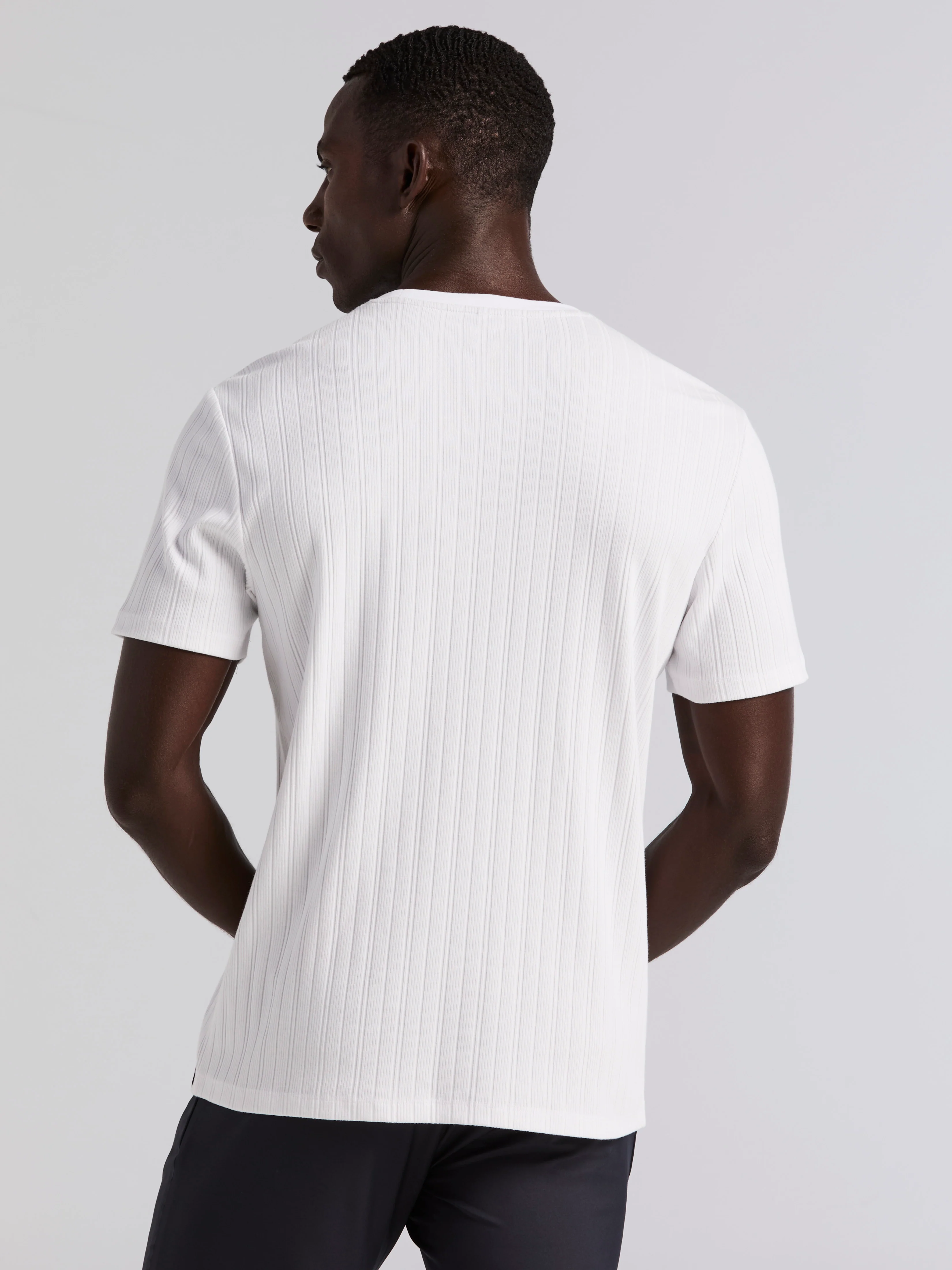 Textured Ribbed Crew Neck Tee - Image 7