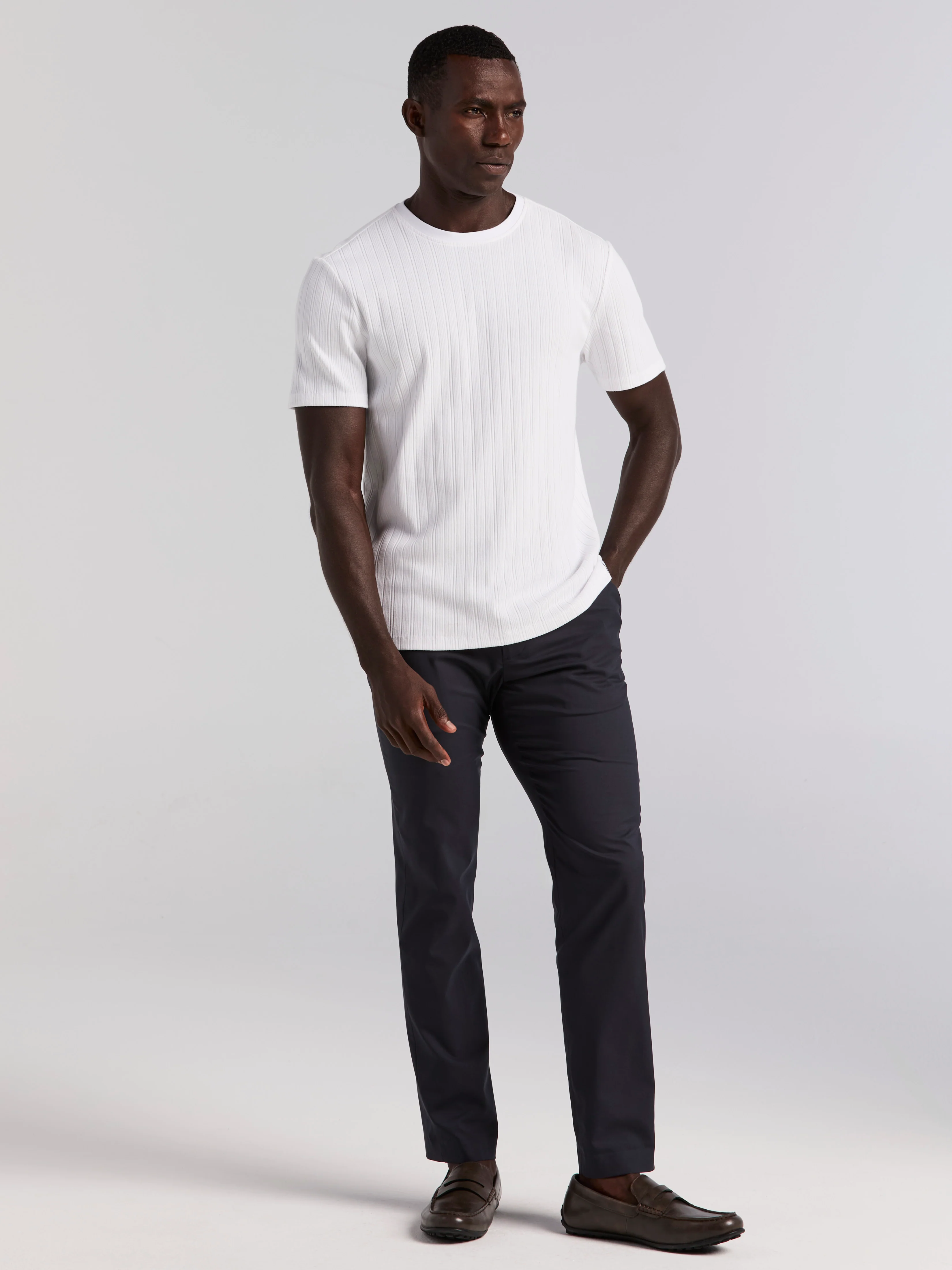 Textured Ribbed Crew Neck Tee - Image 8