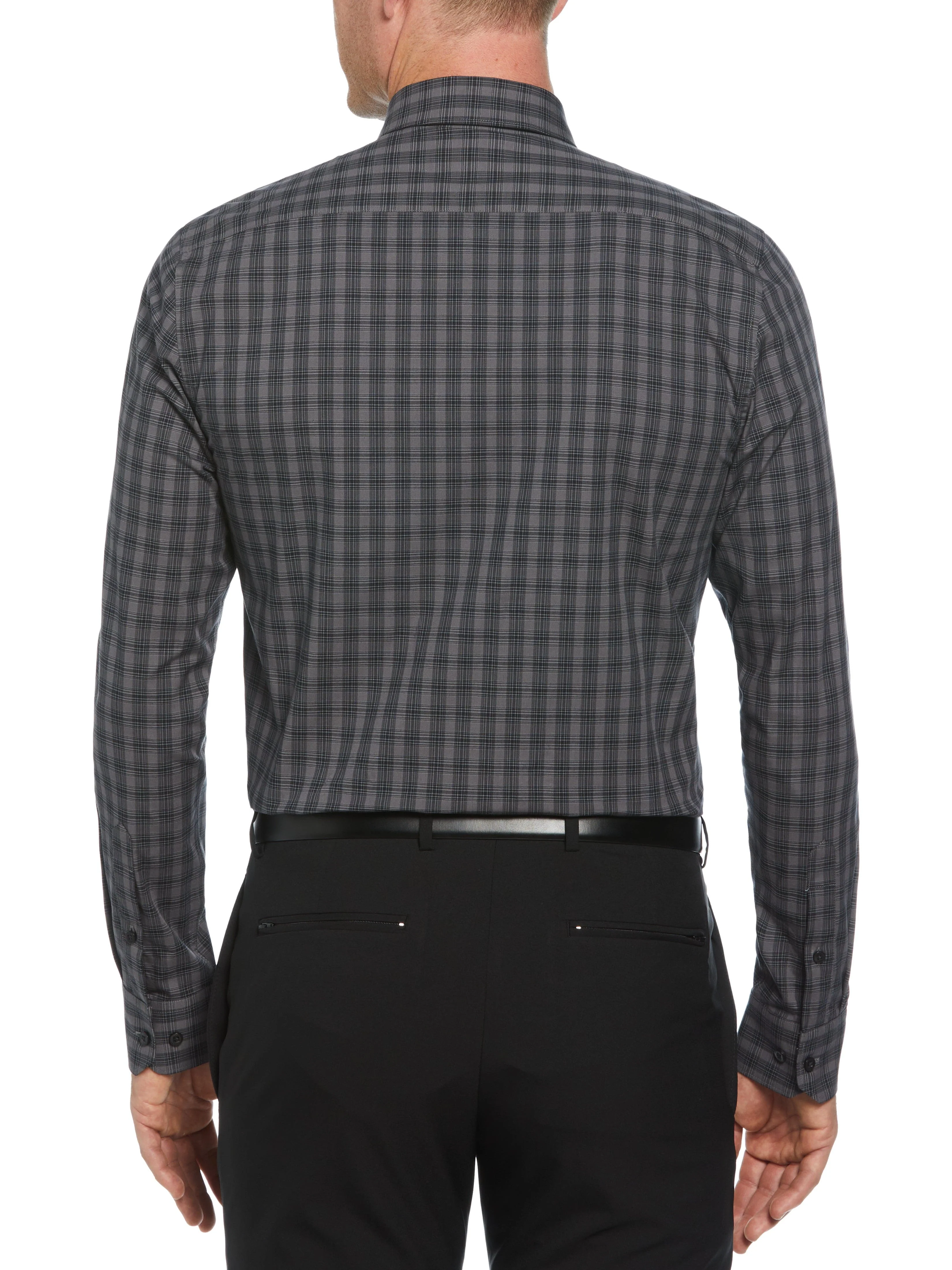 Slim Fit Tonal Checkered Button-Down Plaid Dress Shirt - Image 3
