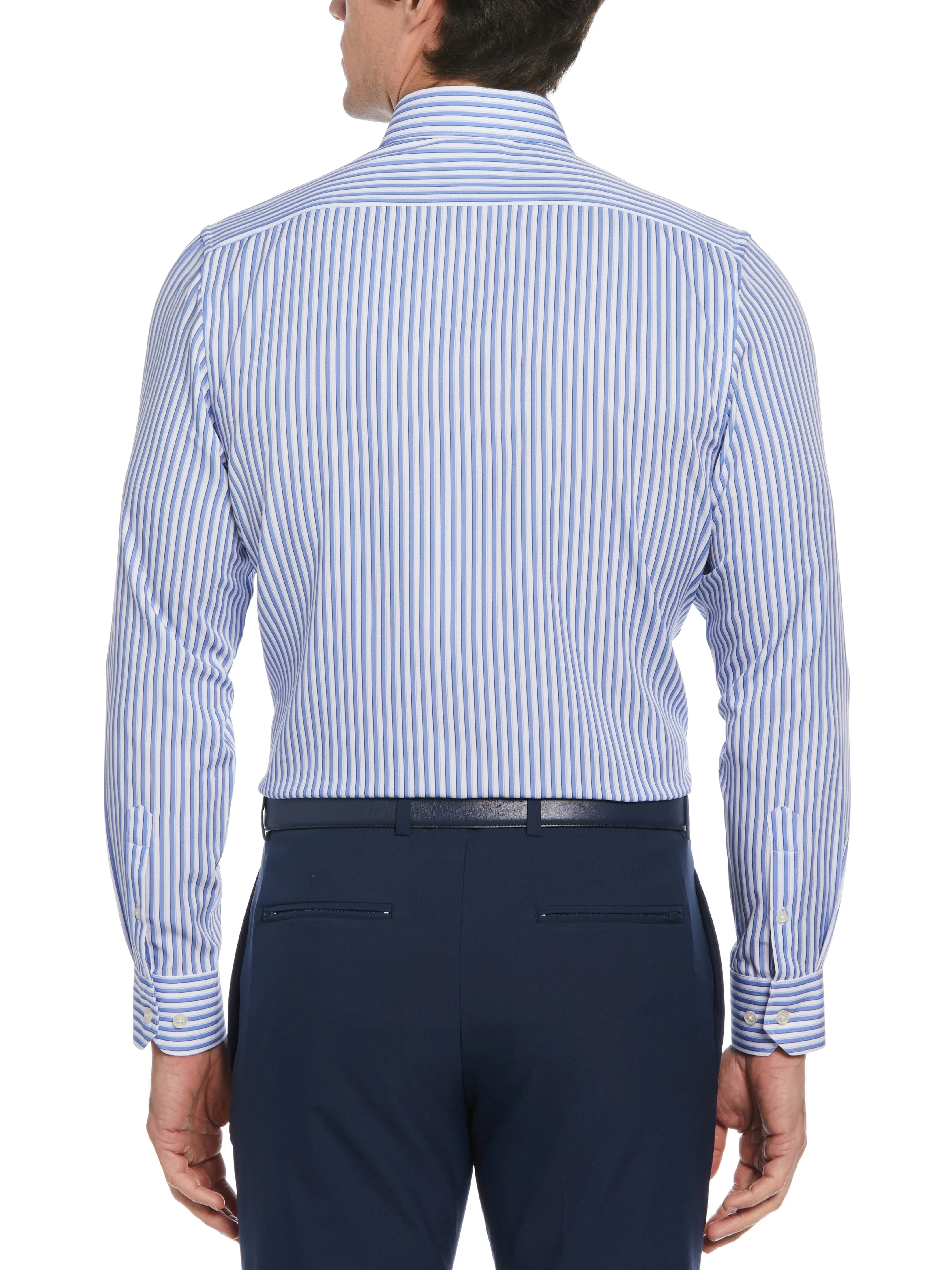 Slim Fit Total Stretch Striped Print Dress Shirt - Image 2