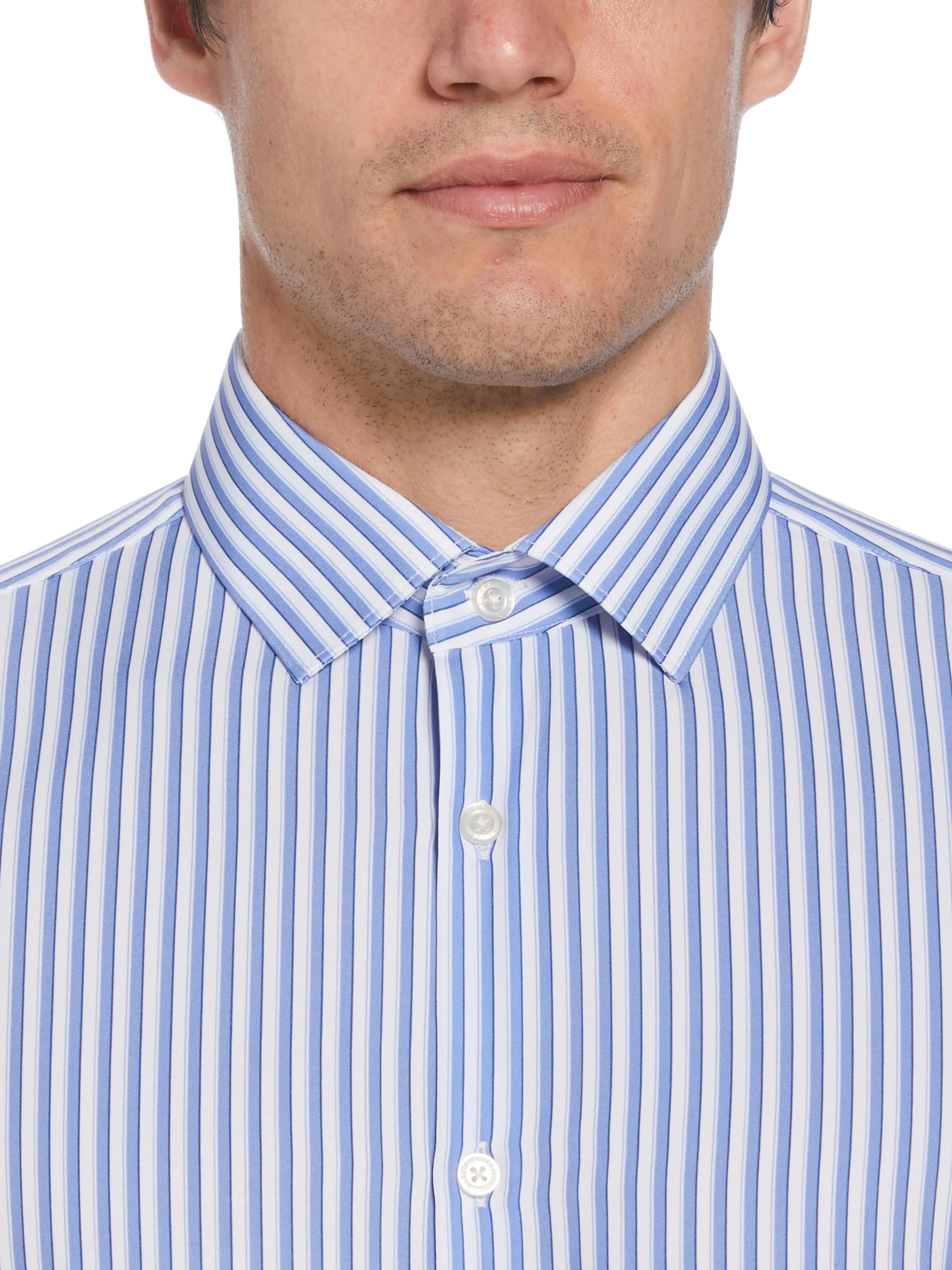 Slim Fit Total Stretch Striped Print Dress Shirt - Image 3