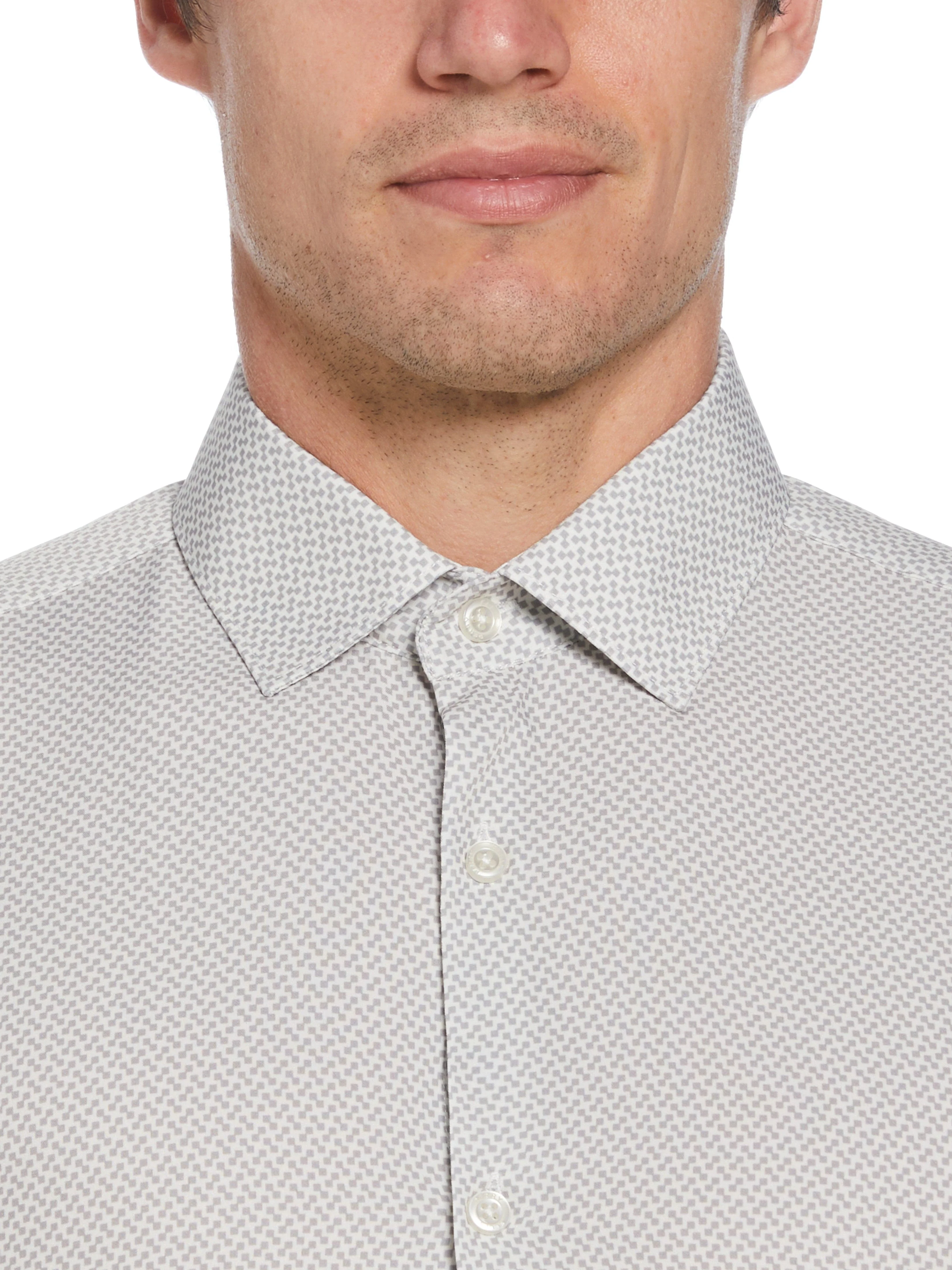 Slim Fit Total Stretch Square Microprint Dress Shirt - Image 3