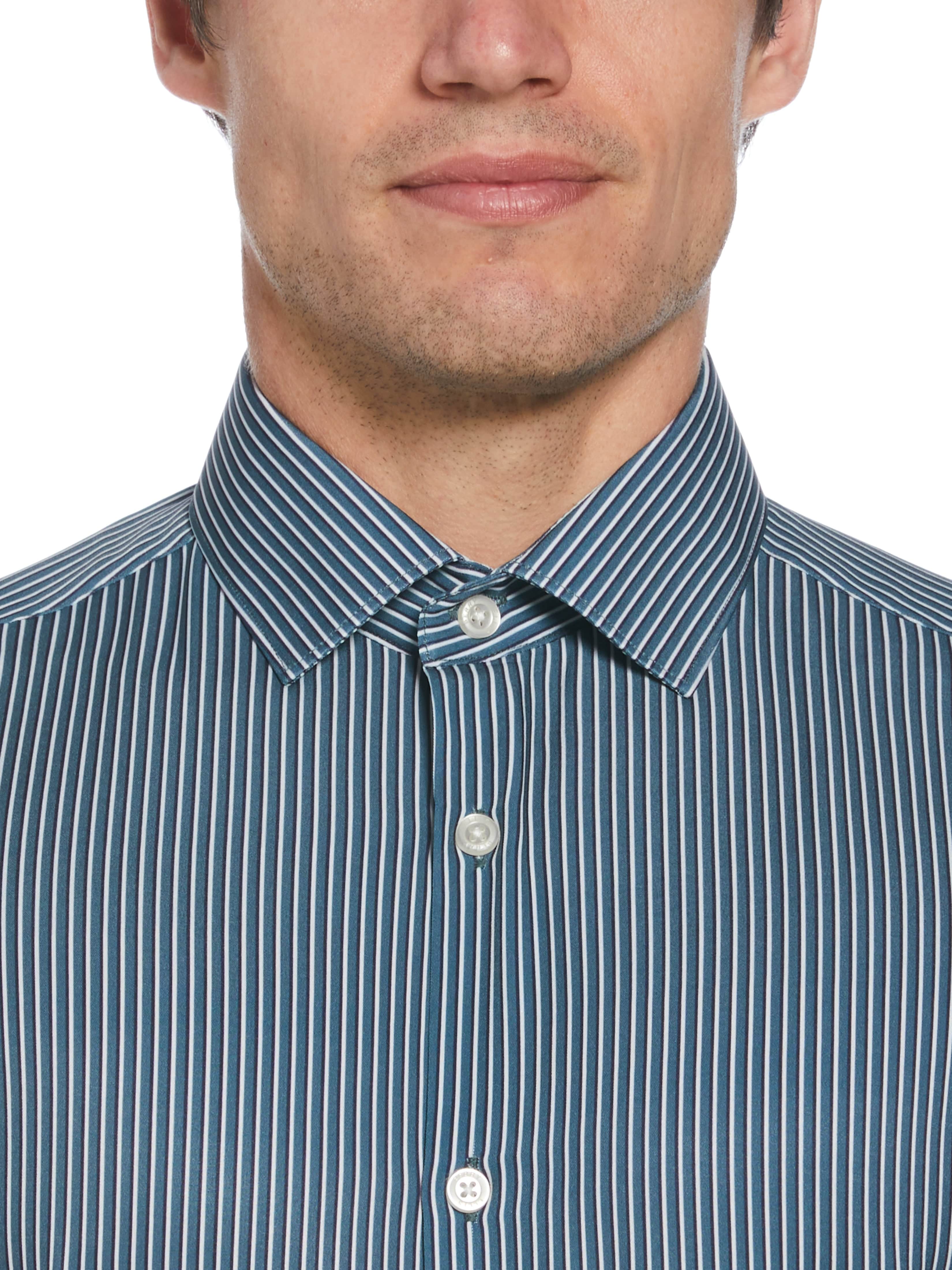 Slim Fit Total Stretch Tri-Color Striped Print Dress Shirt - Image 2