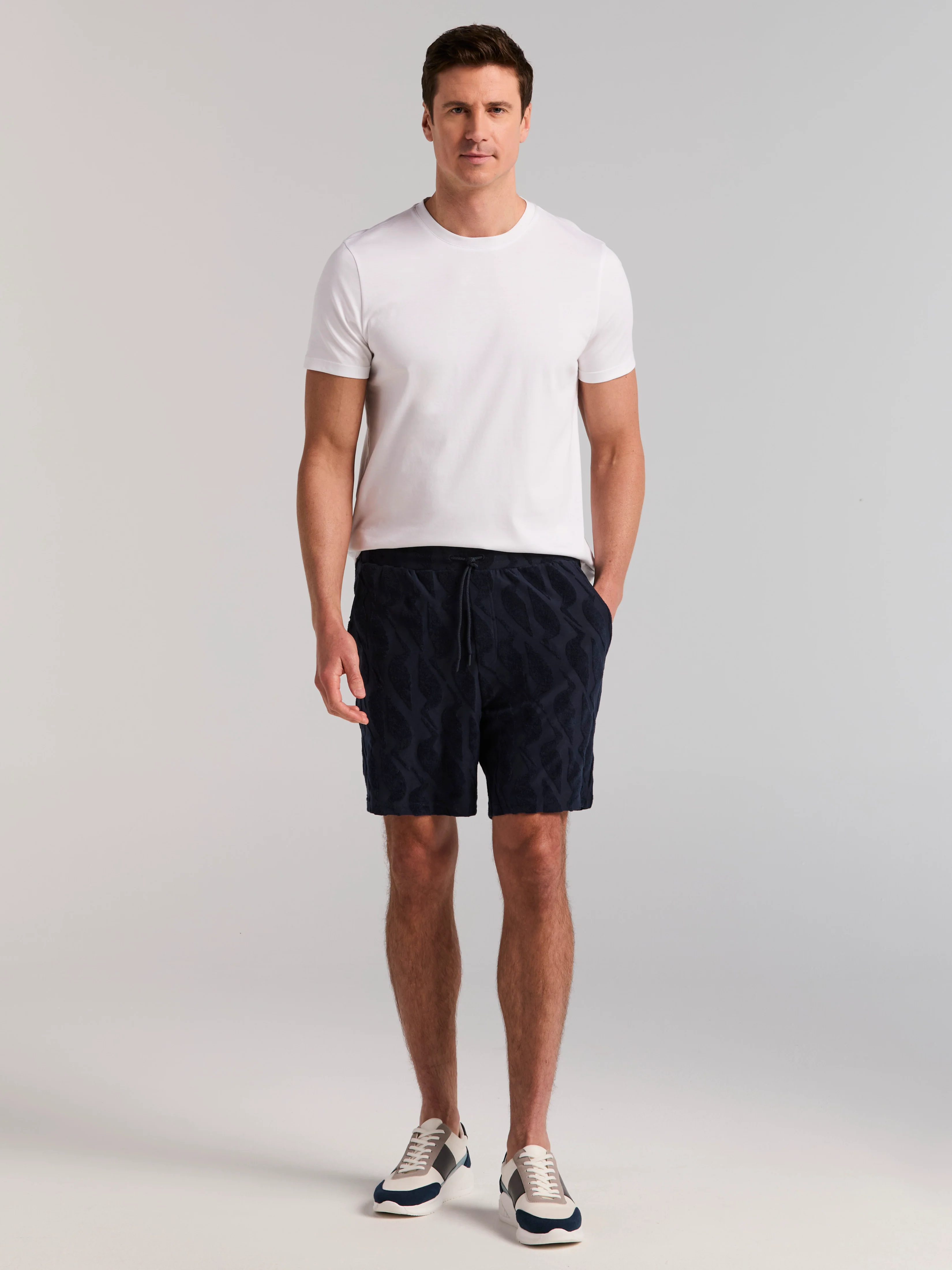 Jacquard Terry Cloth Drawstring Shorts - Image 4