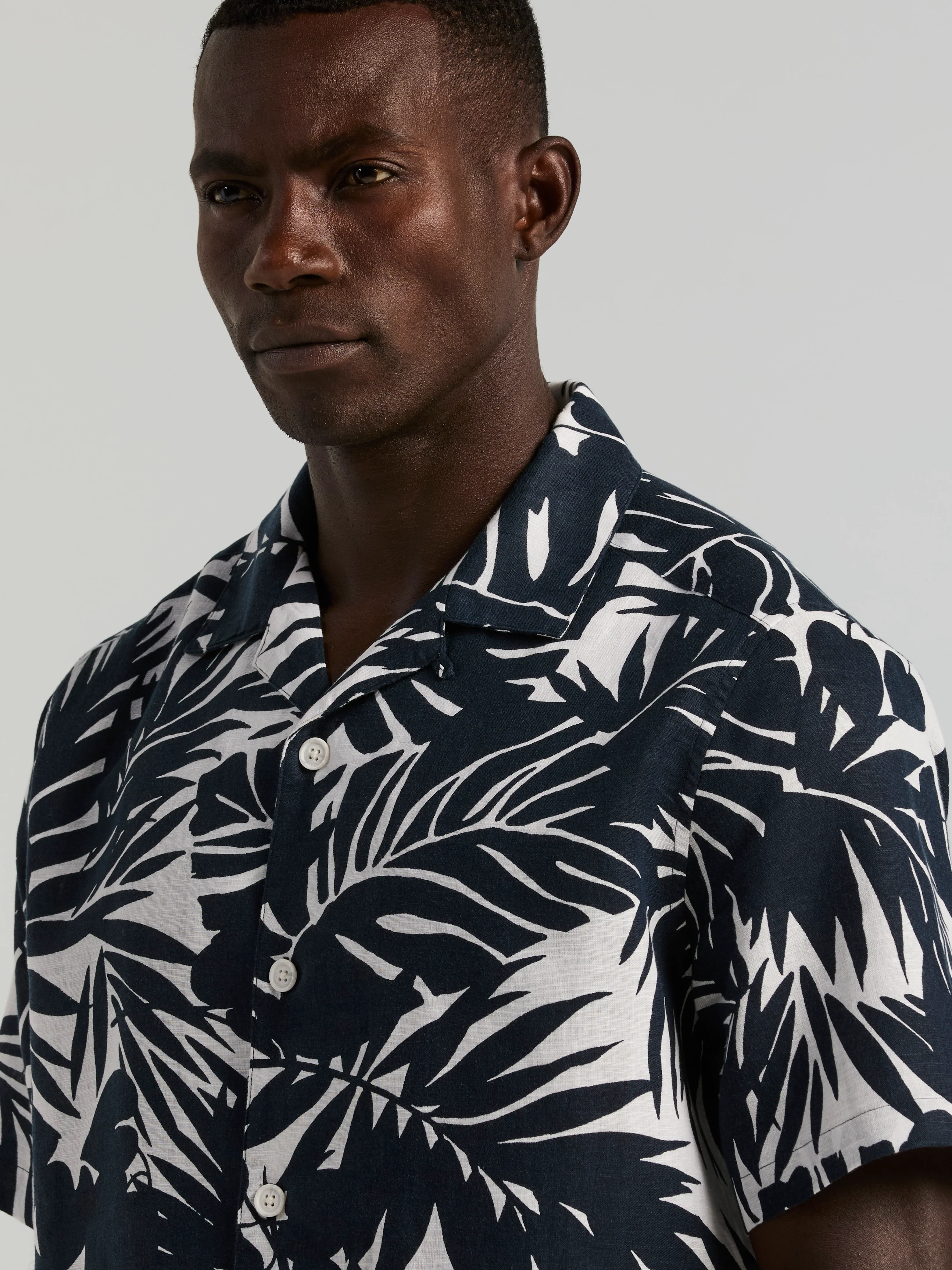 Tropical Leaf Print Camp Collar Shirt - Image 2
