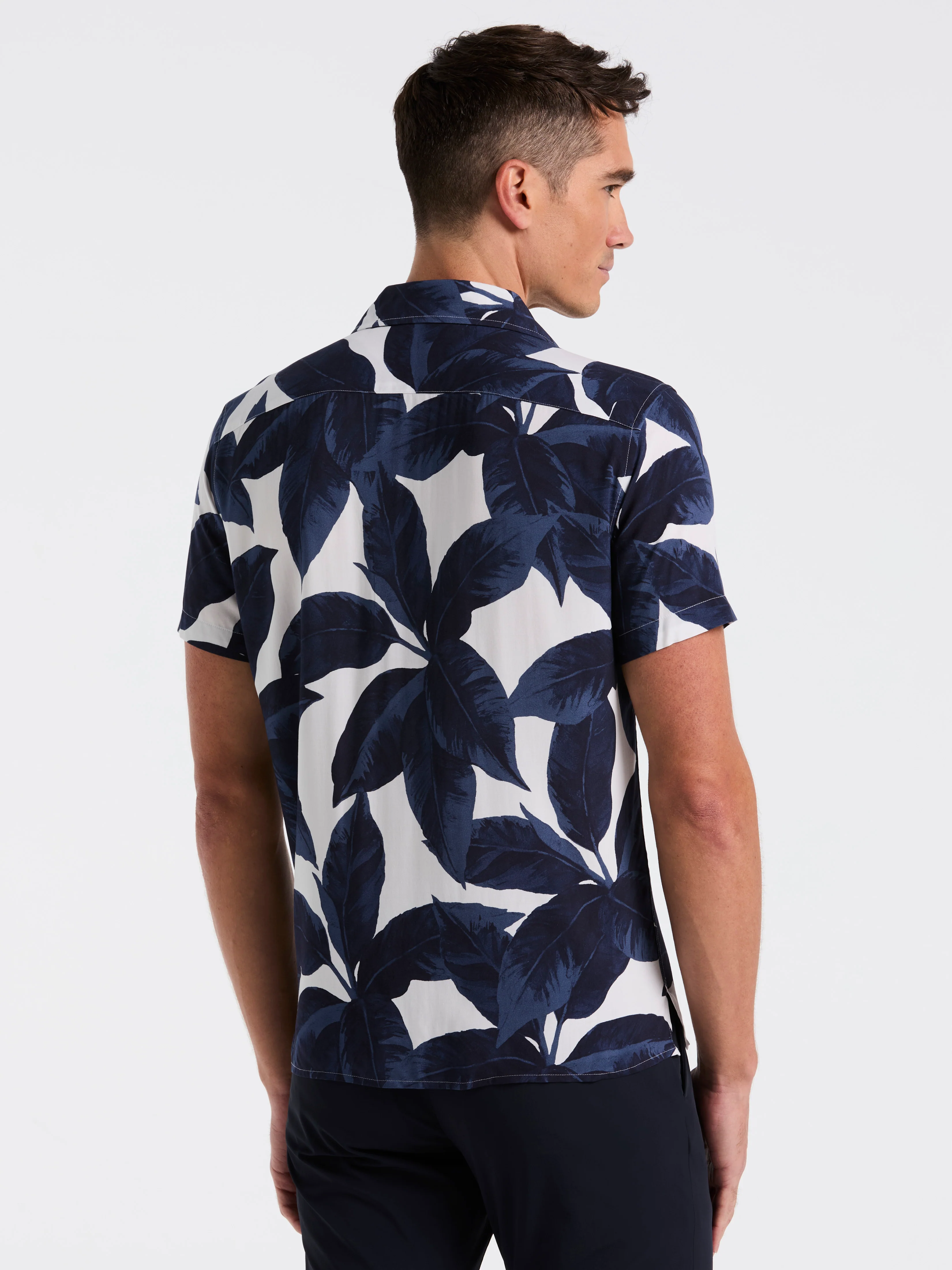 Tropical Plant Print Camp Collar Shirt - Image 3