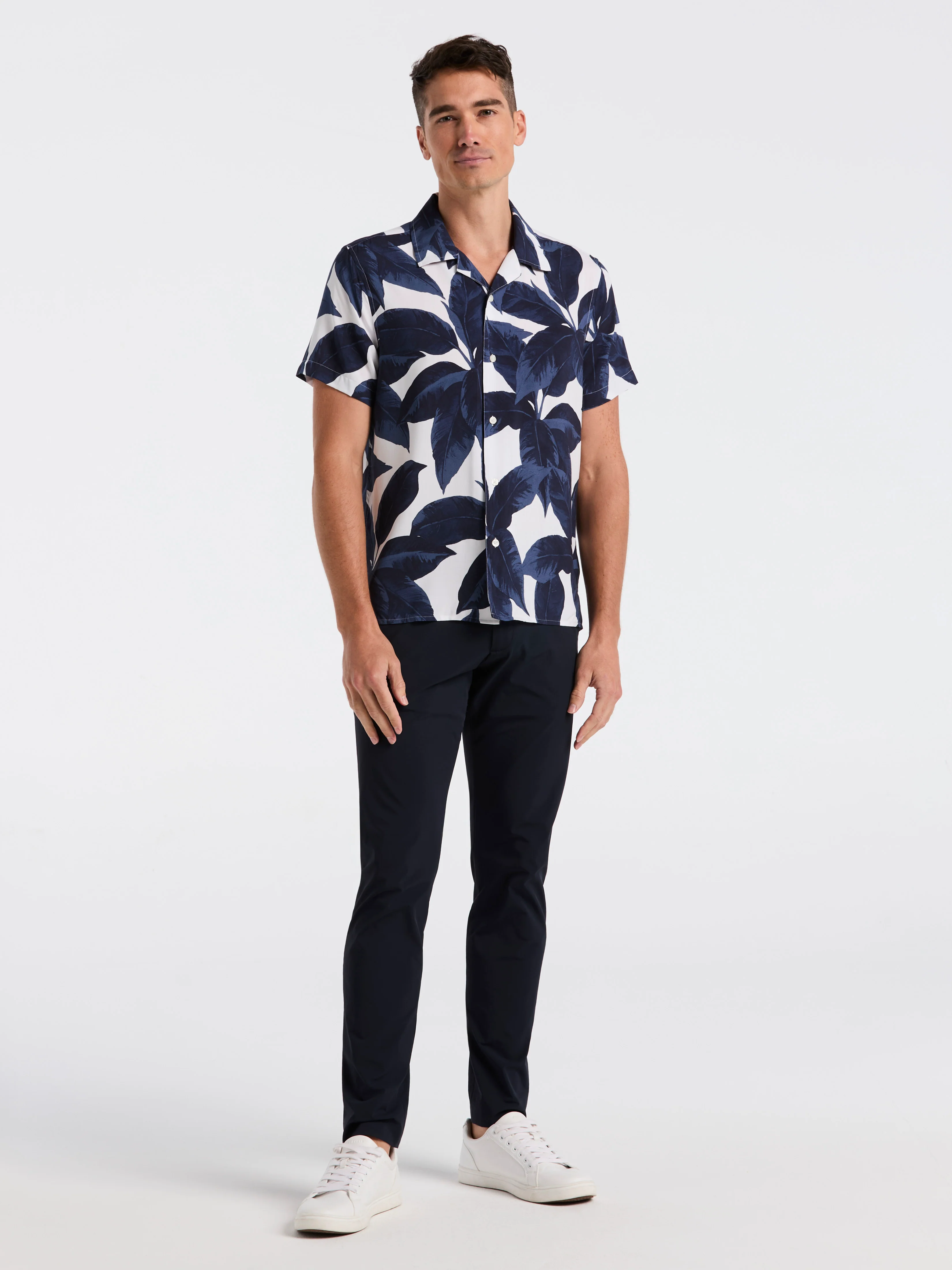 Tropical Plant Print Camp Collar Shirt - Image 4