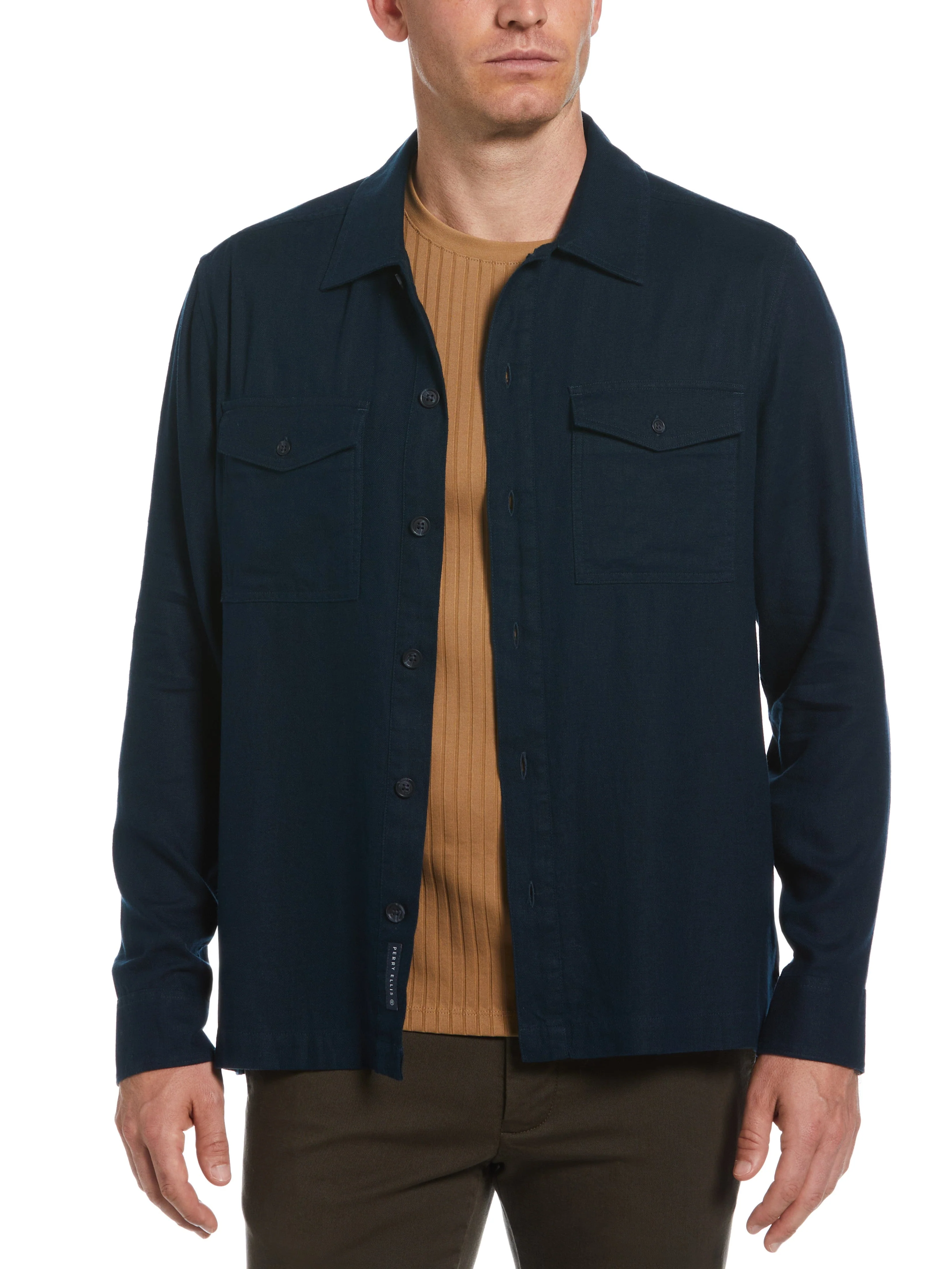 Slim Fit Solid Twill Button Down Shirt
