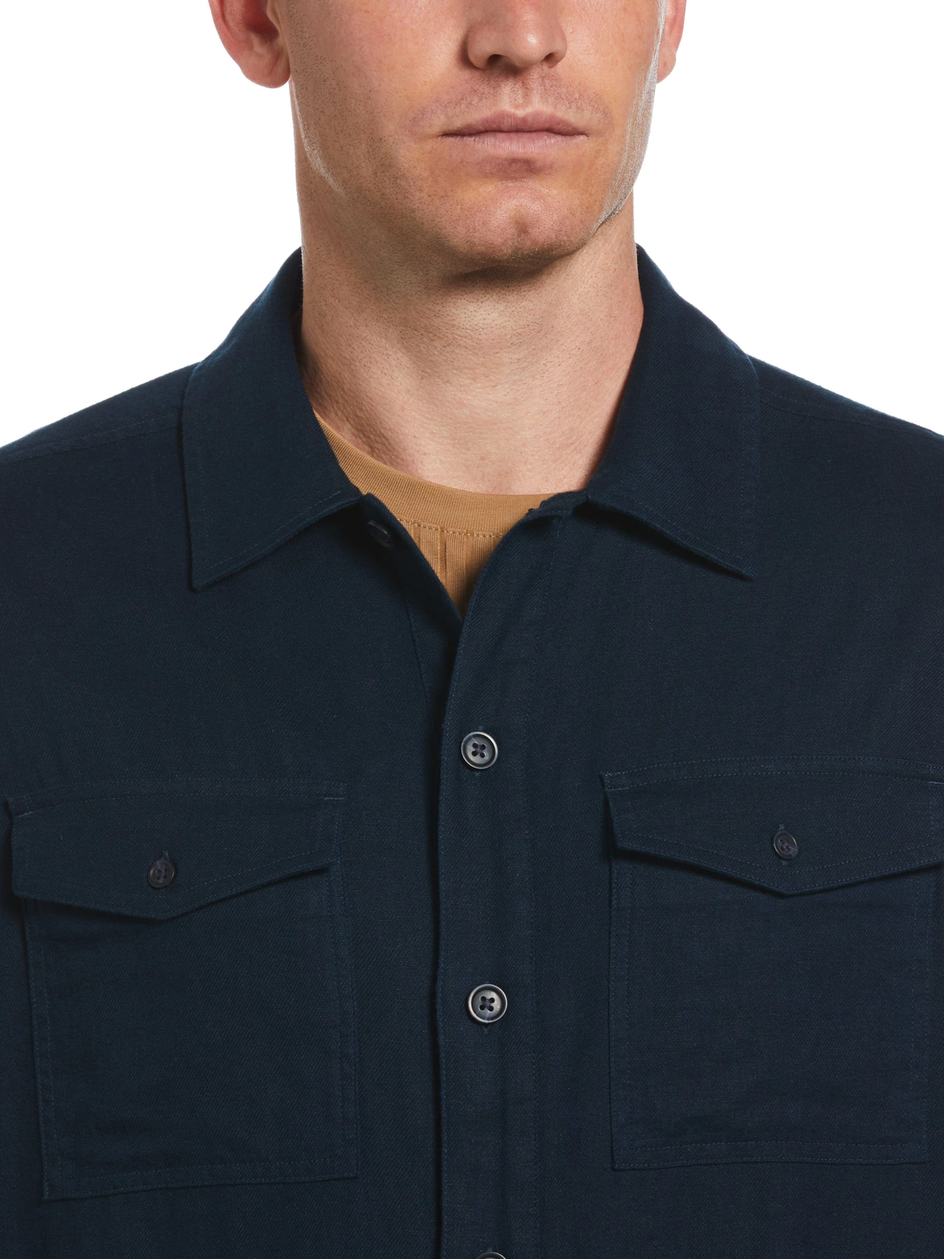 Slim Fit Solid Twill Button Down Shirt - Image 2