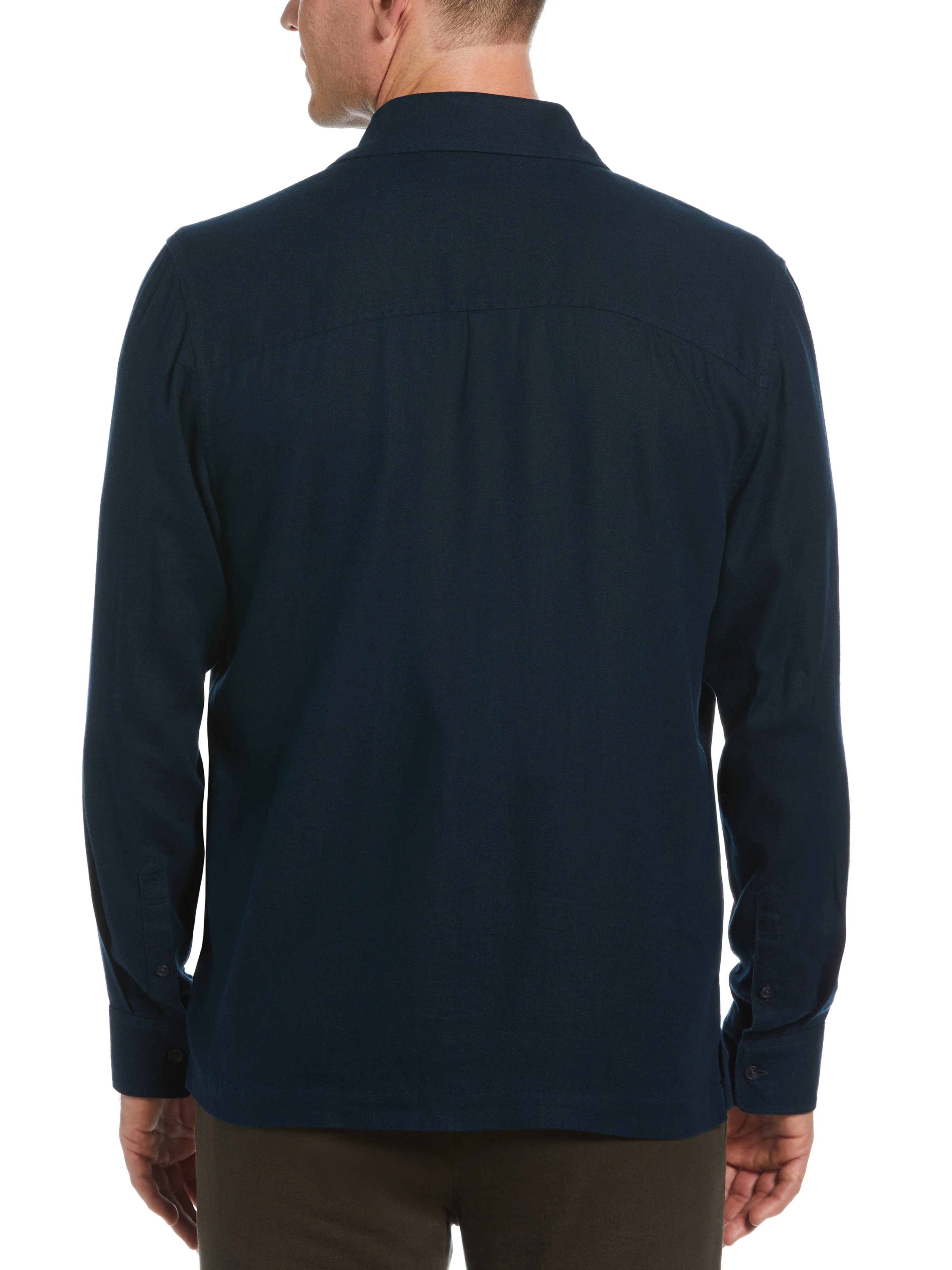Slim Fit Solid Twill Button Down Shirt - Image 3