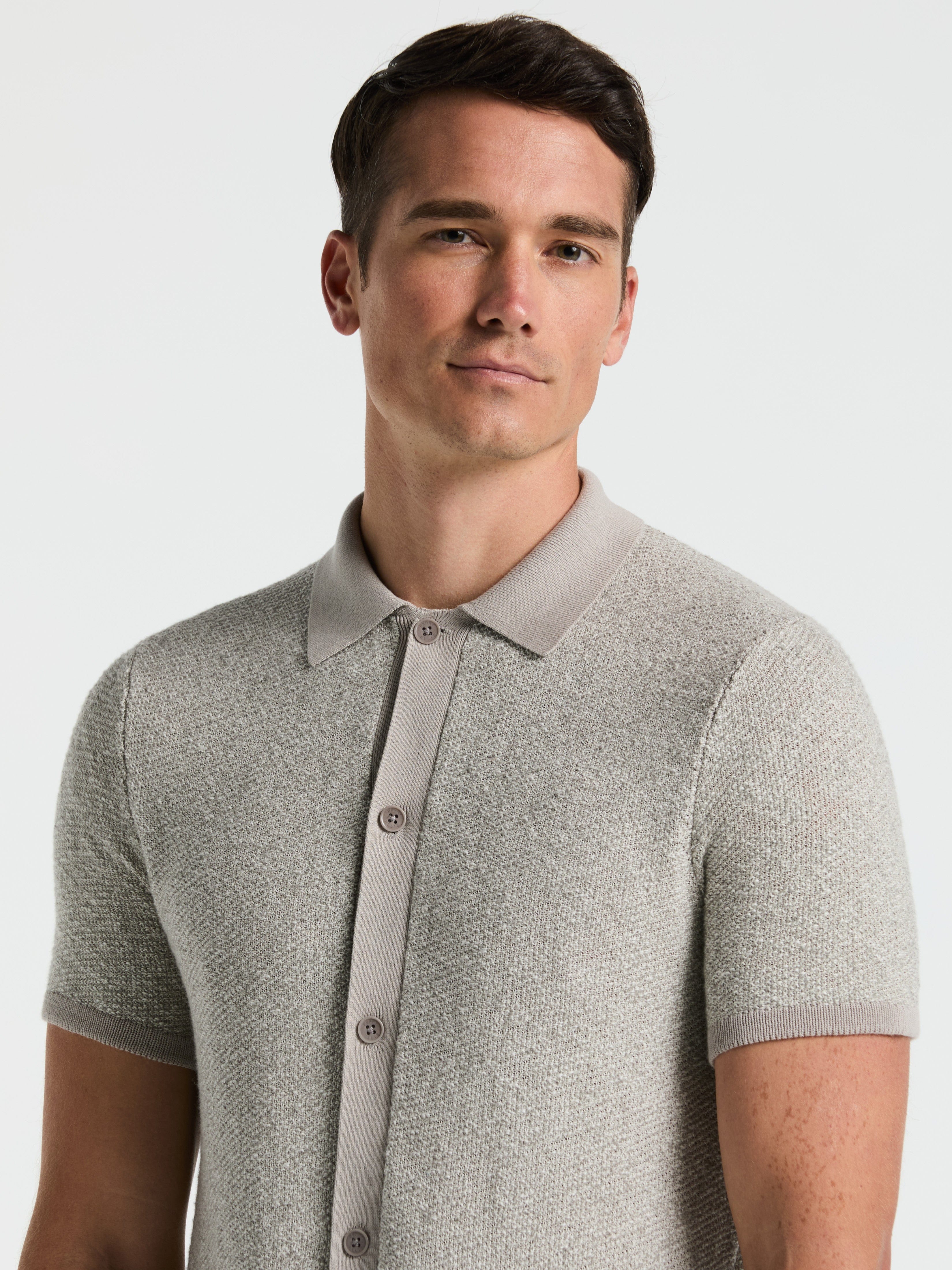 Two Tone Button Front Polo Sweater - Image 2