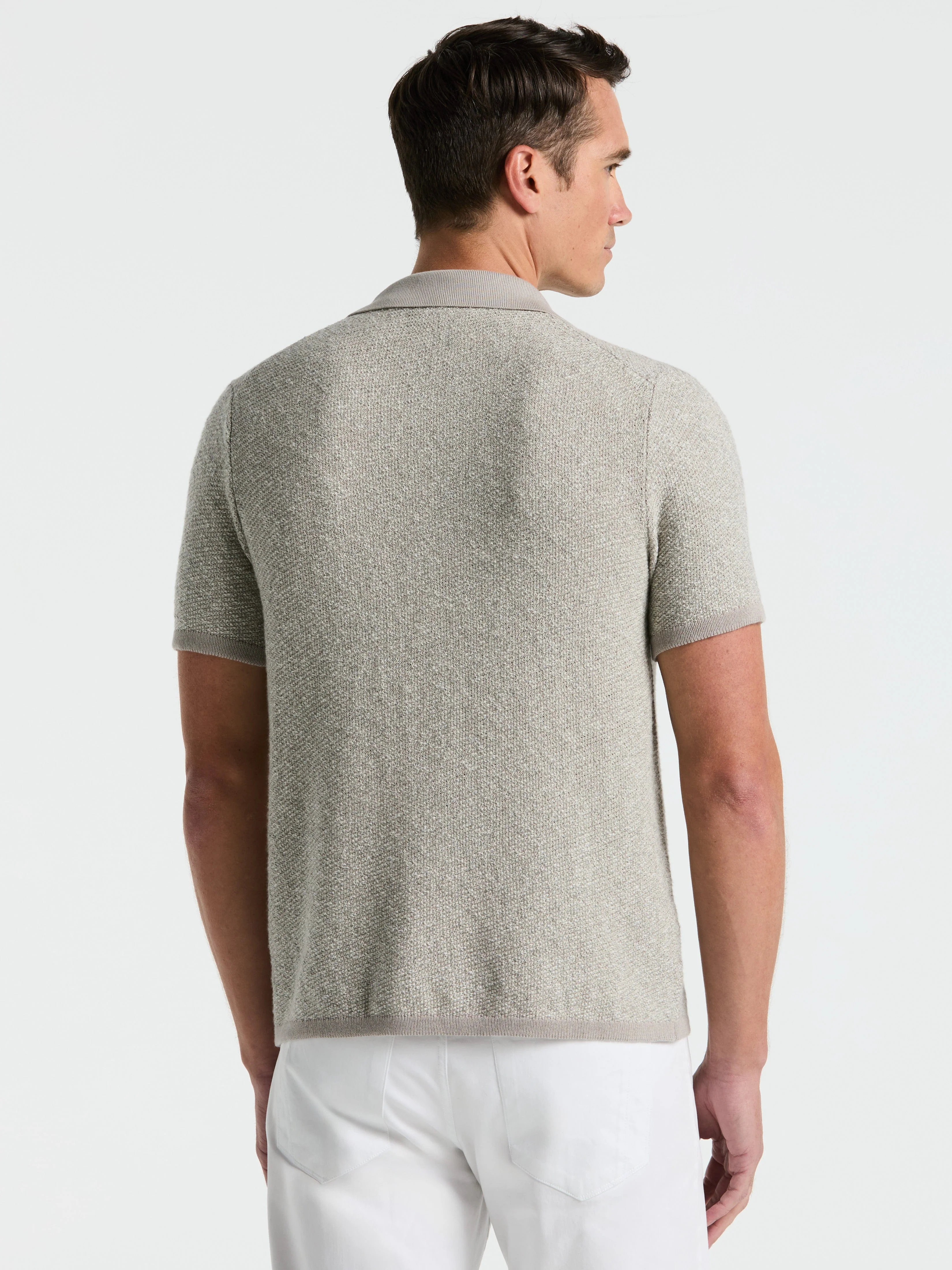 Two Tone Button Front Polo Sweater - Image 3