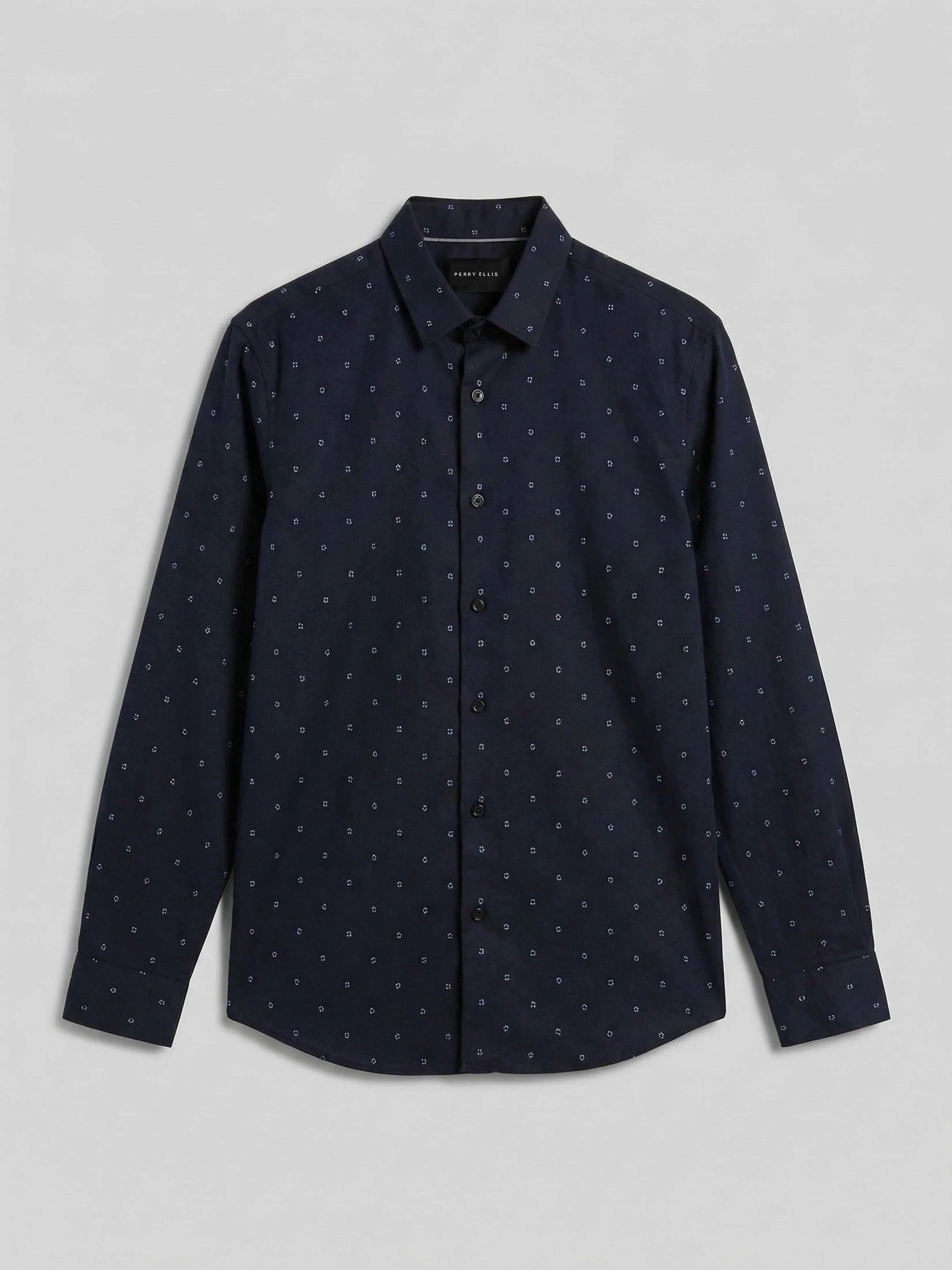 Untucked Linen Blend Geo Dot Print Shirt - Image 6