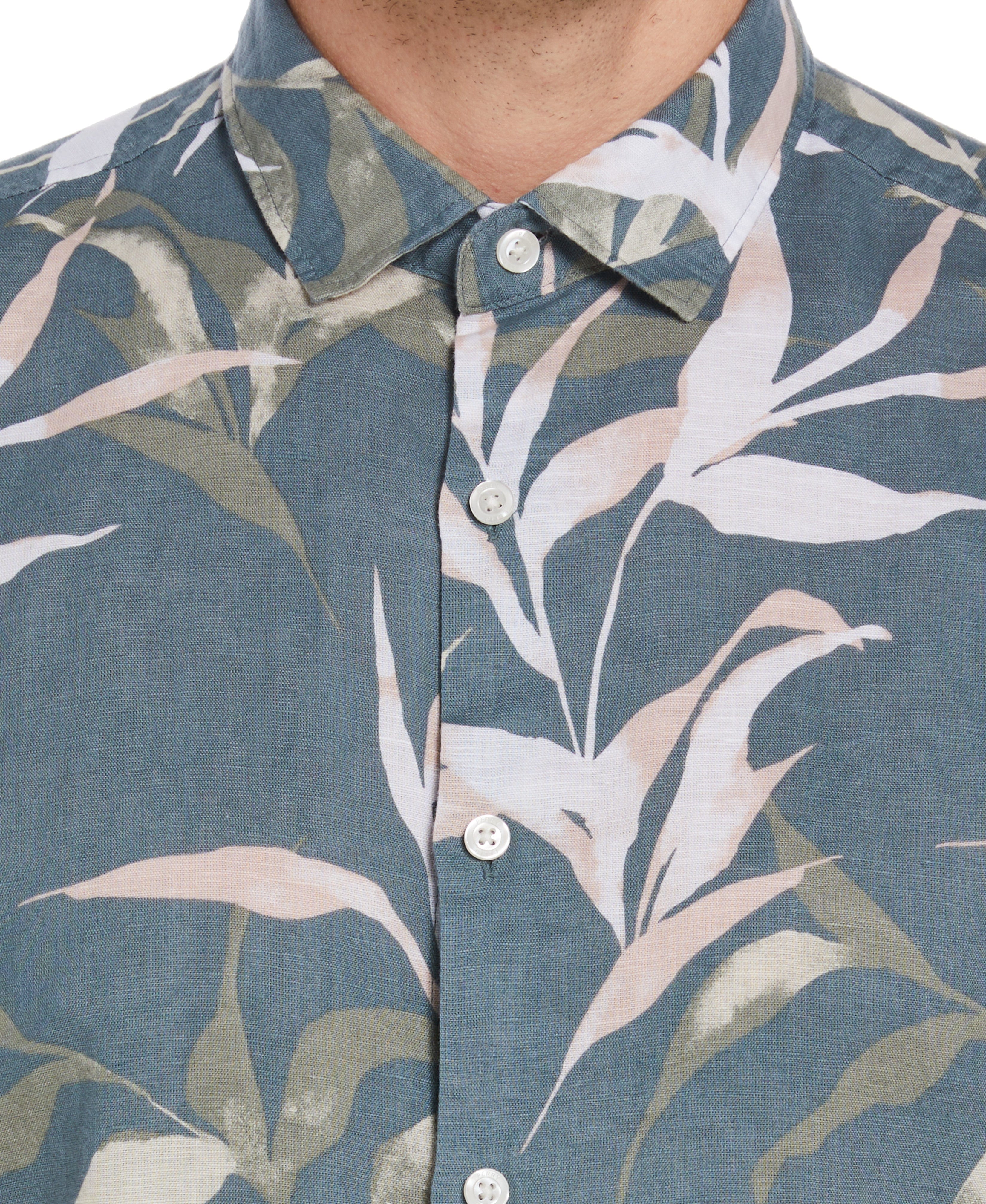 Untucked Large Floral Print Shirt - Blue - Image 3