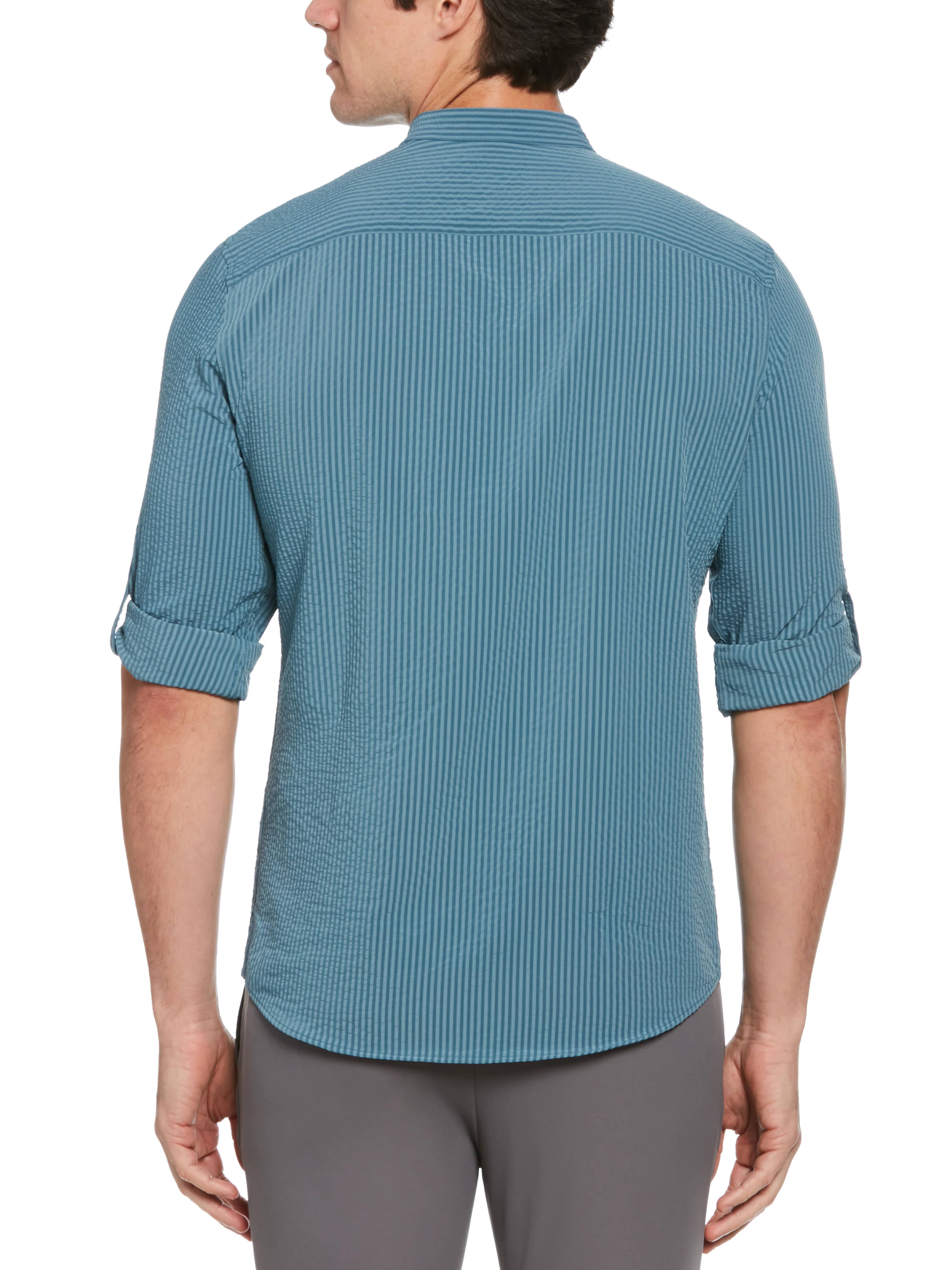 Untucked Total Stretch Slim Fit Seersucker Shirt - Image 4
