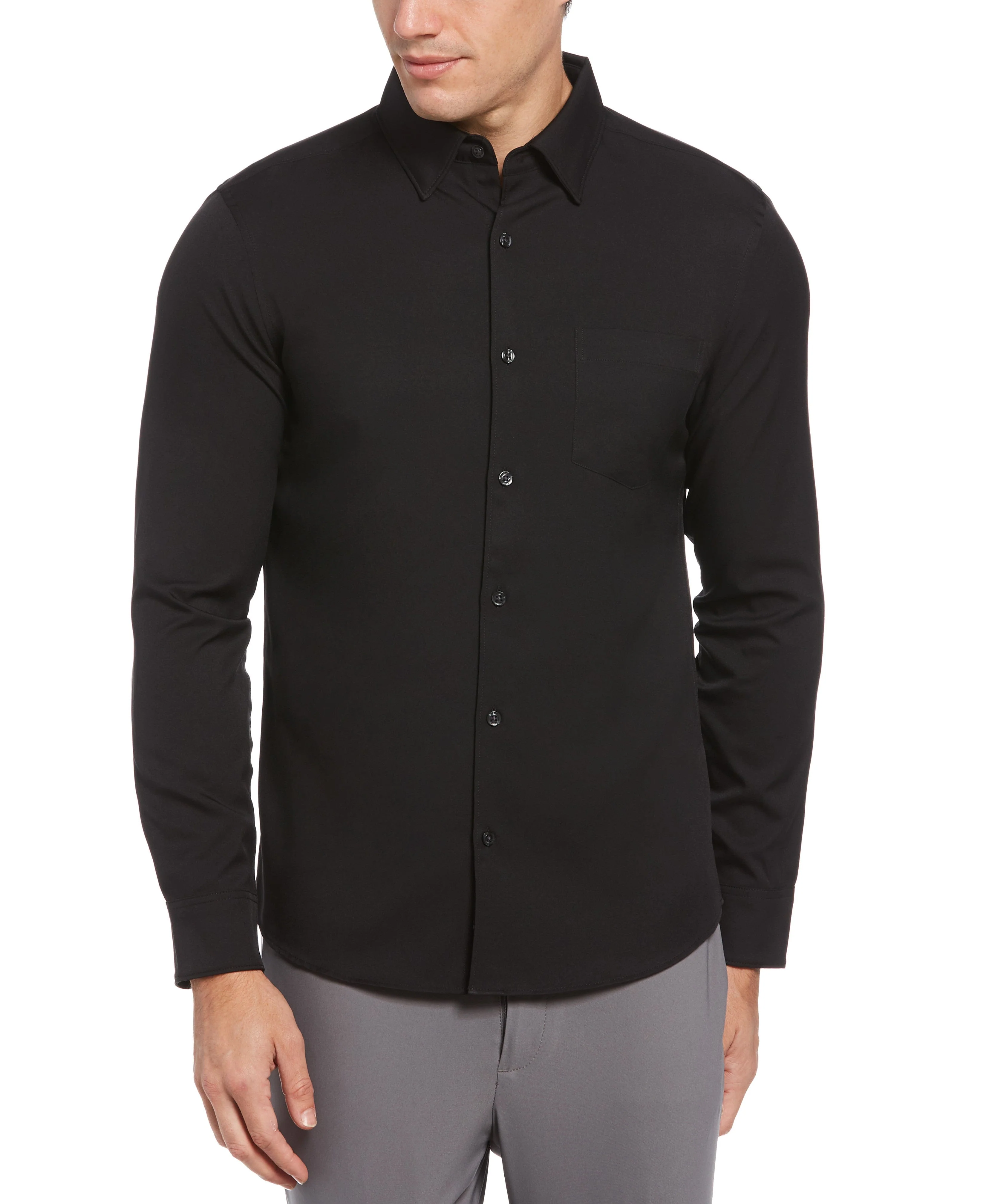 Big & Tall Untucked Total Stretch Solid Shirt - Image 4