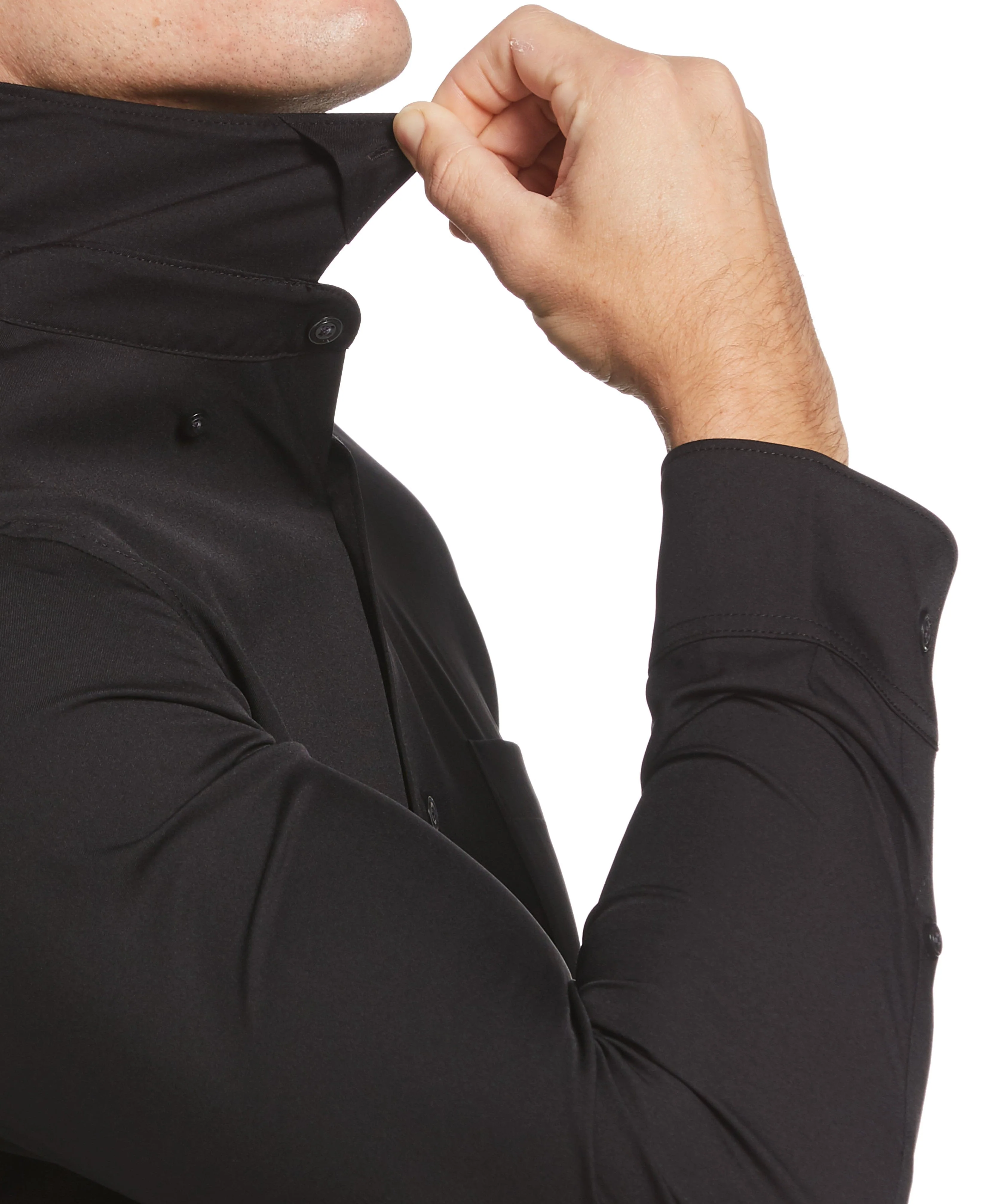 Tall Slim Fit Untucked Total Stretch Solid Shirt - Image 3