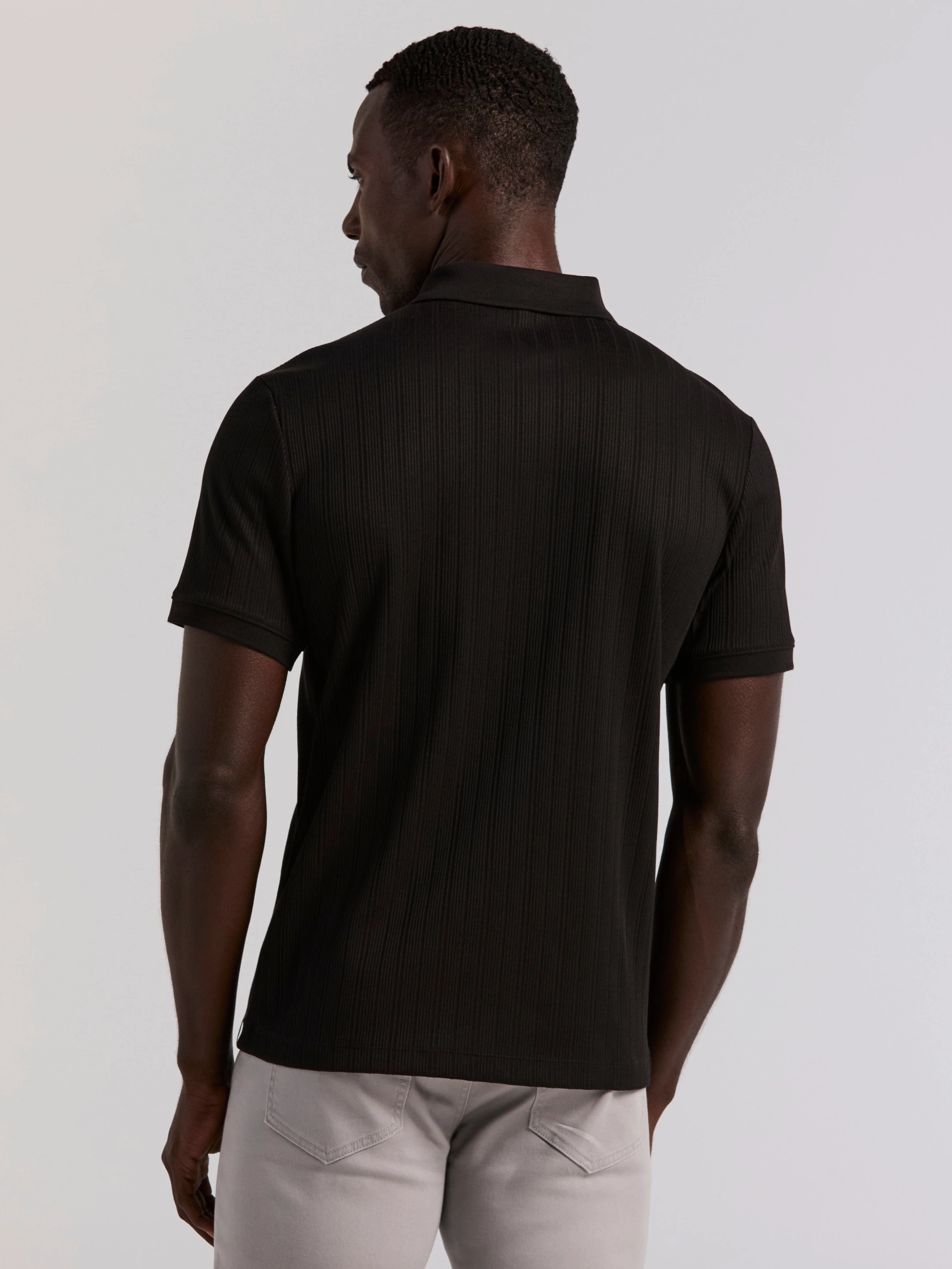 Variegated Vertical Ribbed Zip Polo - Image 3