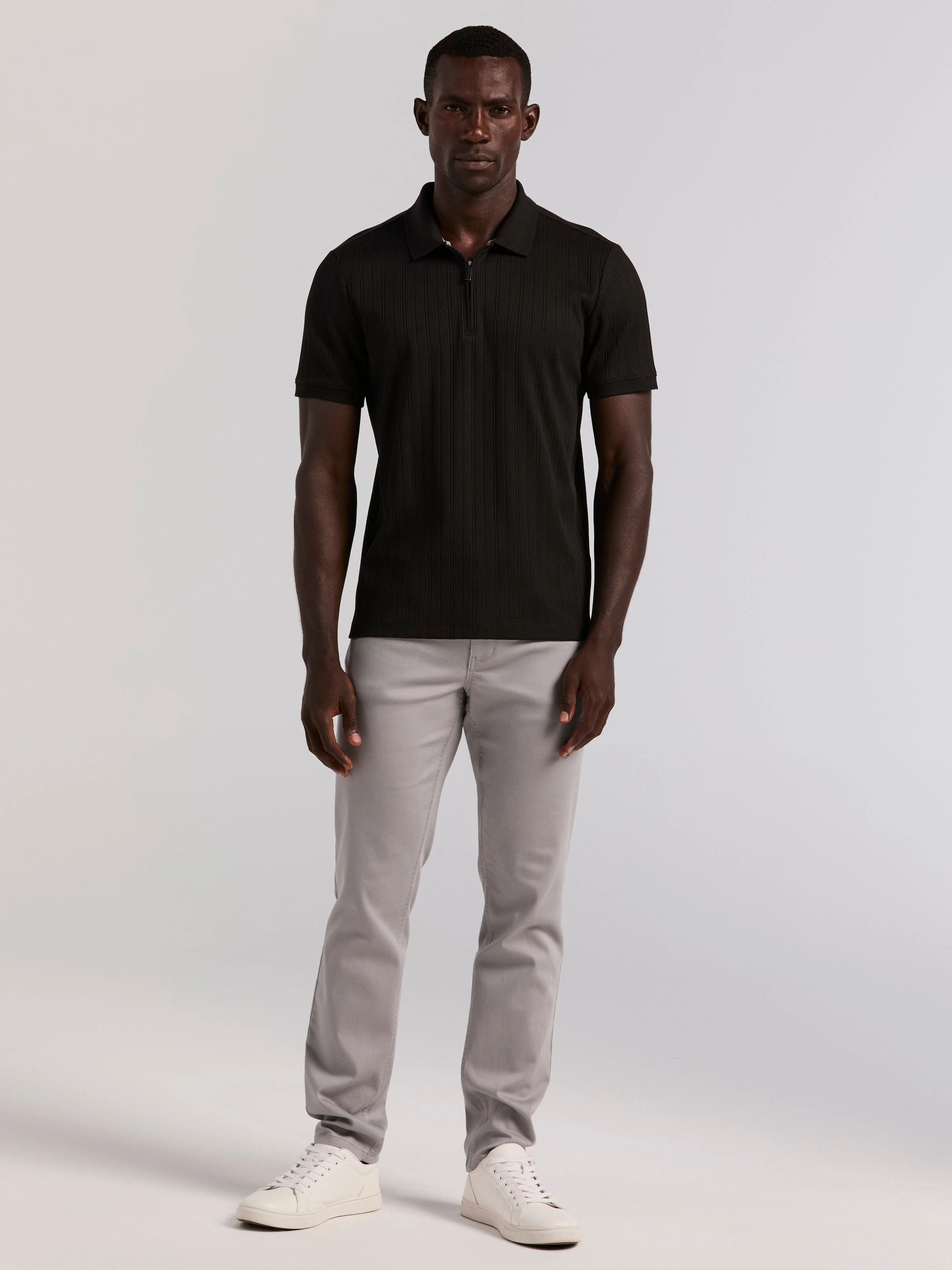 Variegated Vertical Ribbed Zip Polo - Image 4