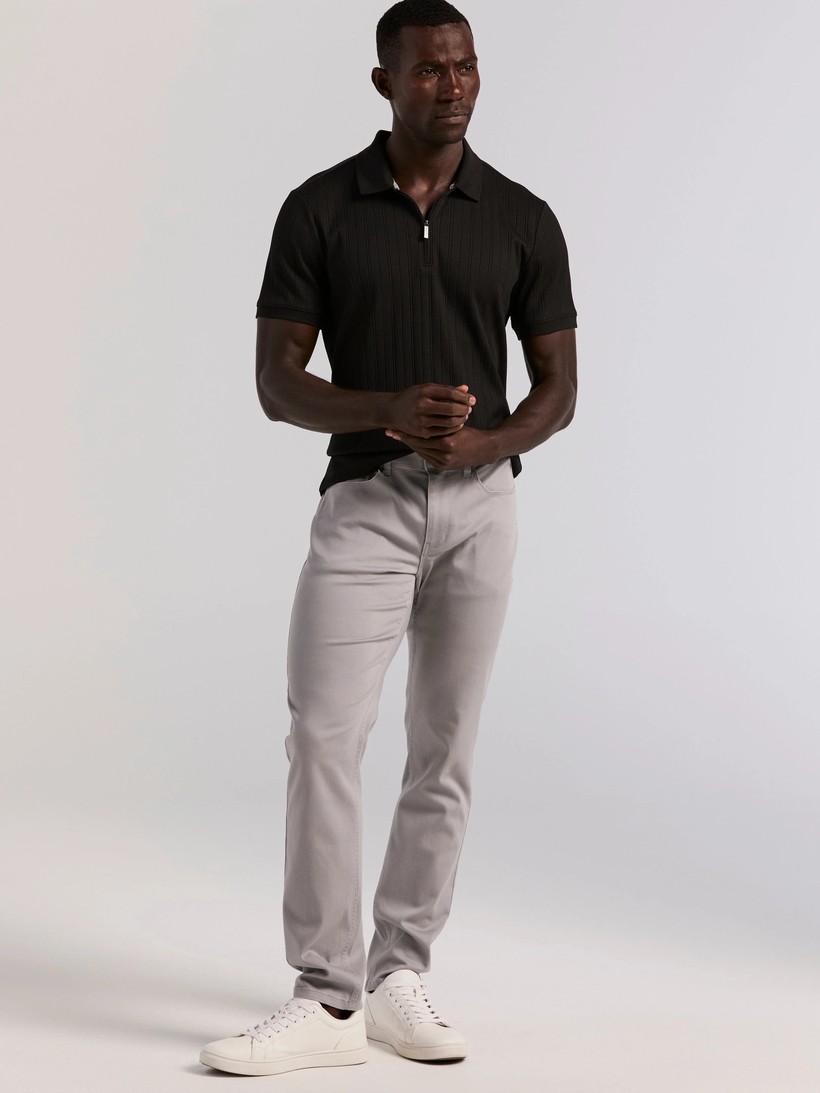 Variegated Vertical Ribbed Zip Polo - Image 5