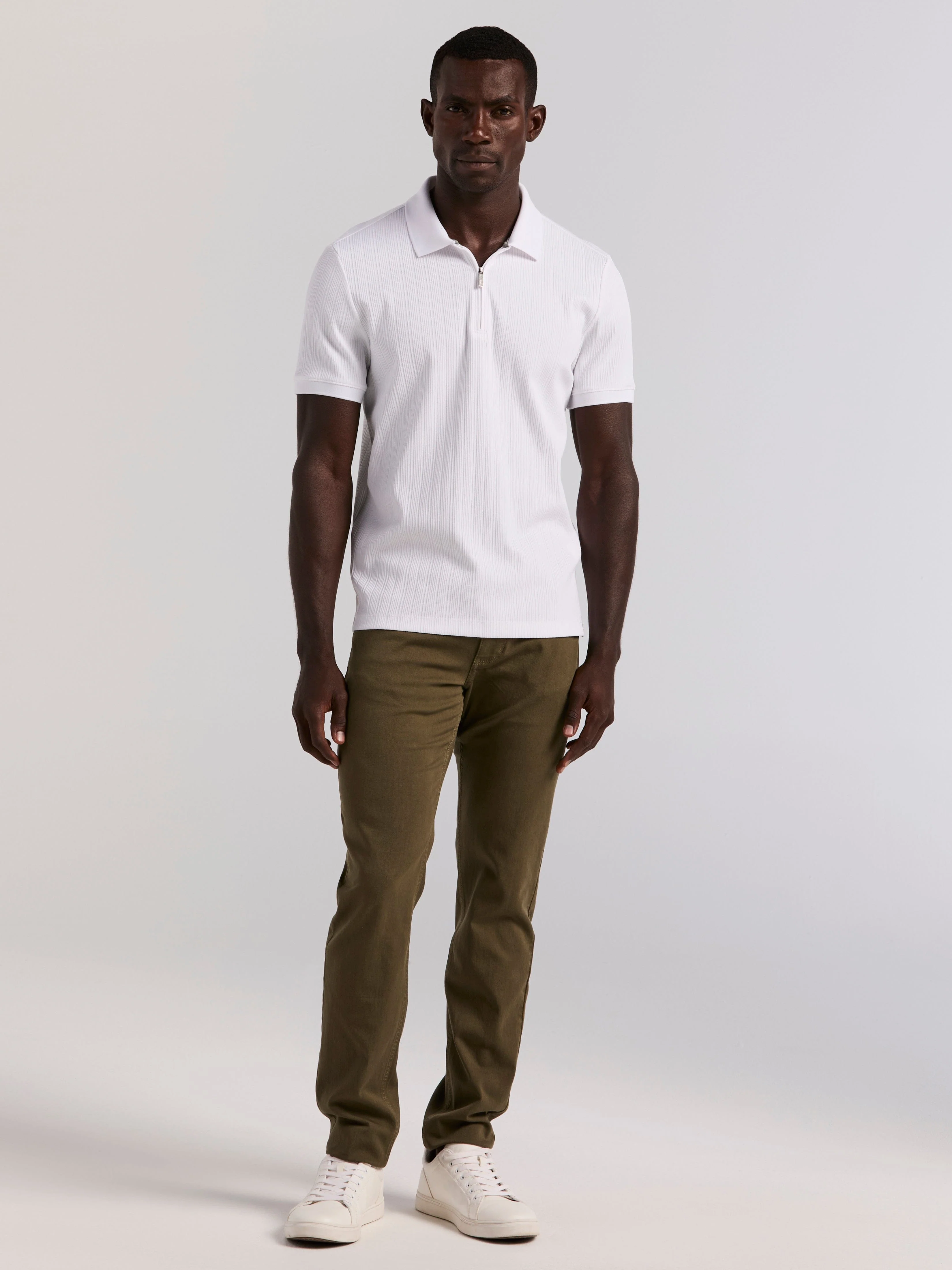 Variegated Vertical Ribbed Zip Polo - Image 10
